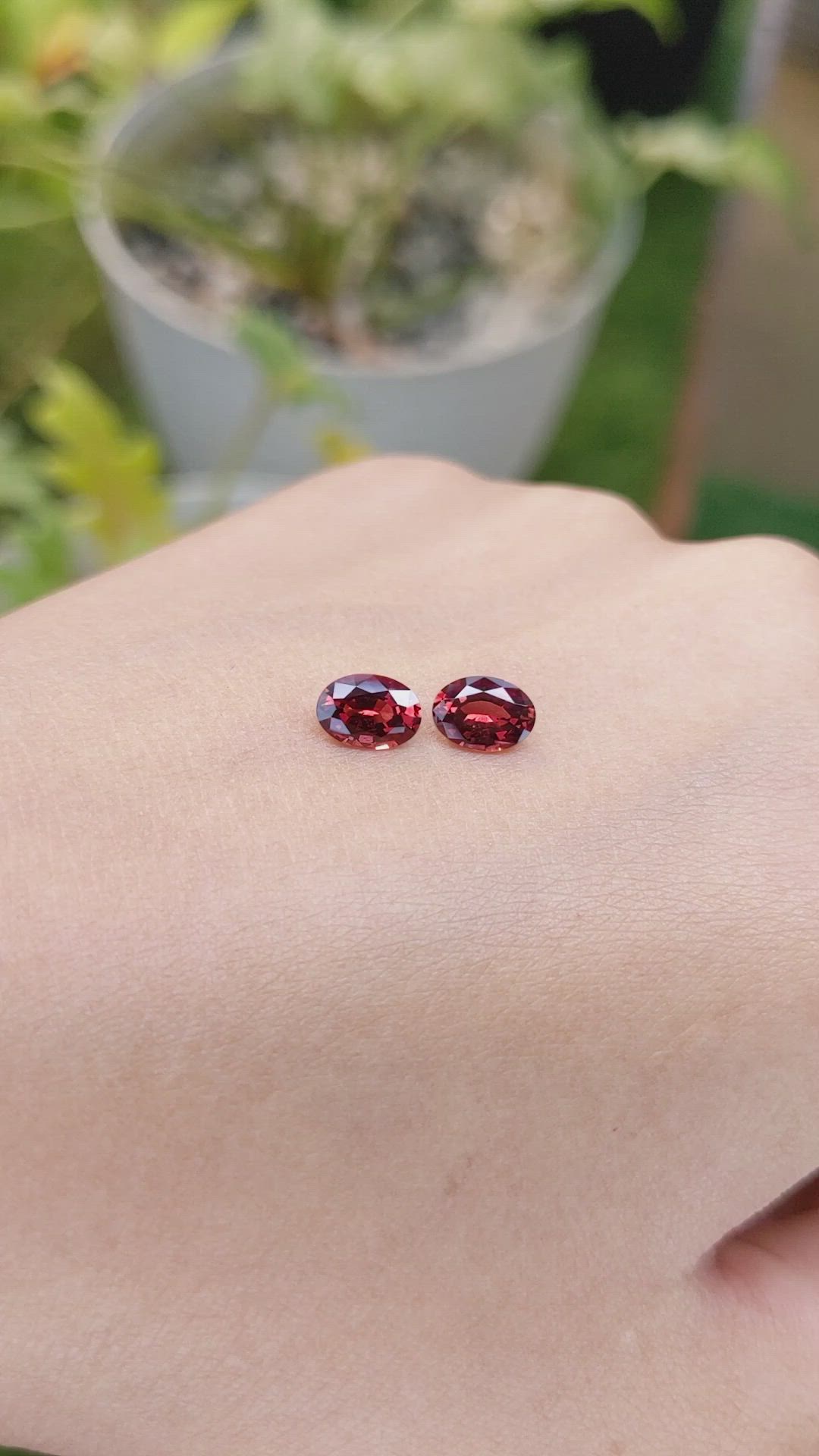 1.66 Ct.Tw.Total Carat Weight Garnet Pair from Ceylon (Sri Lanka) Size Video