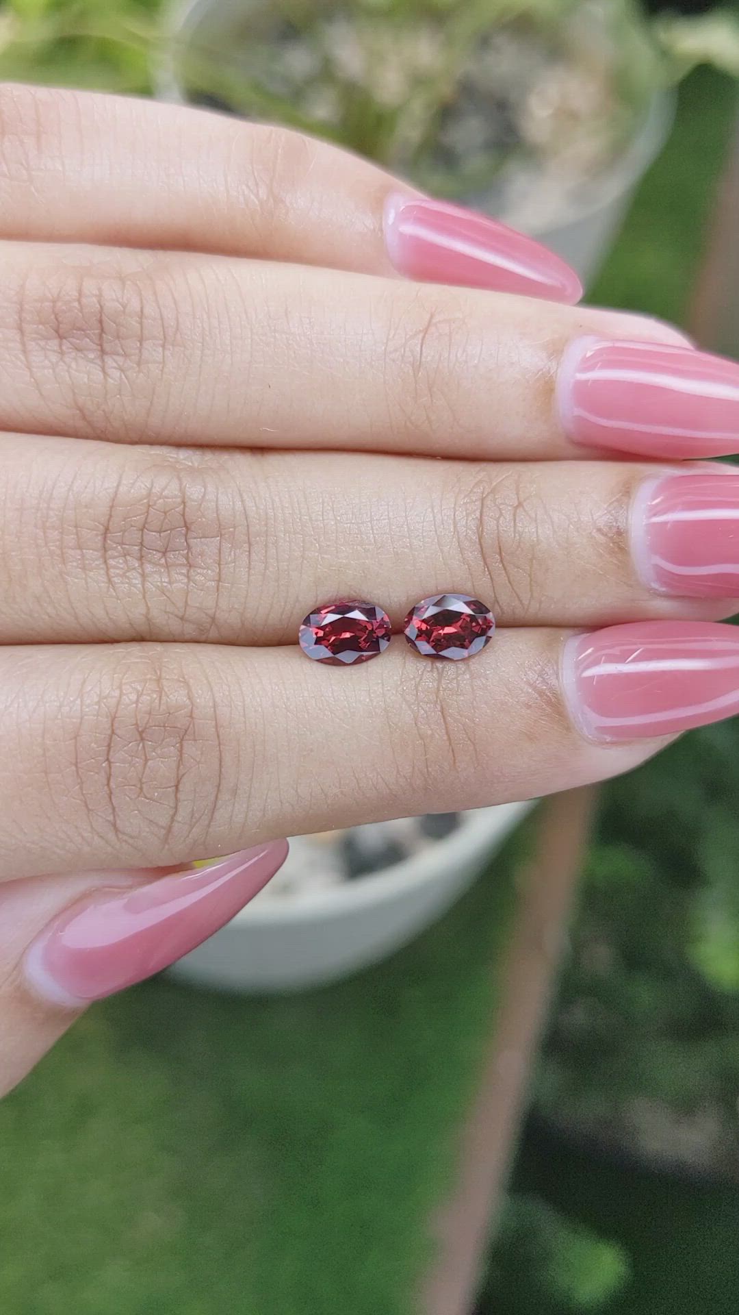 1.66 Ct.Tw.Total Carat Weight Garnet Pair from Ceylon (Sri Lanka) Size Video