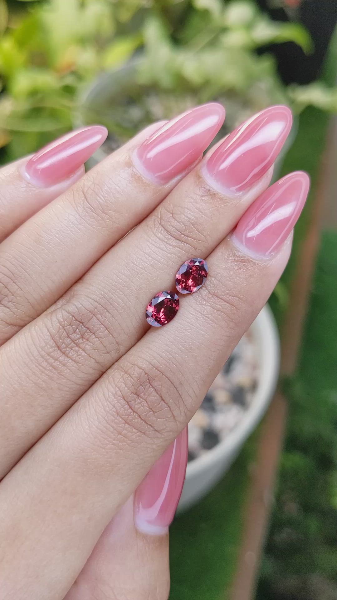 1.62 Ct.Tw.Total Carat Weight Garnet Pair from Ceylon (Sri Lanka) Size Video