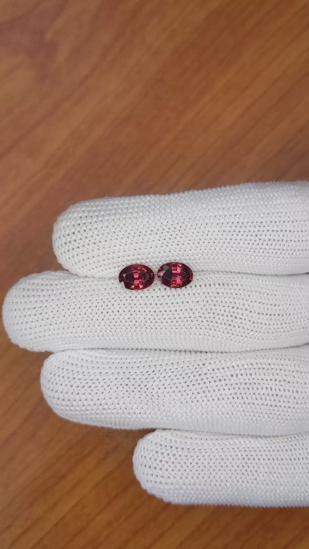 1.75 Ct.Tw.Total Carat Weight Garnet Pair from Ceylon (Sri Lanka) Size Video