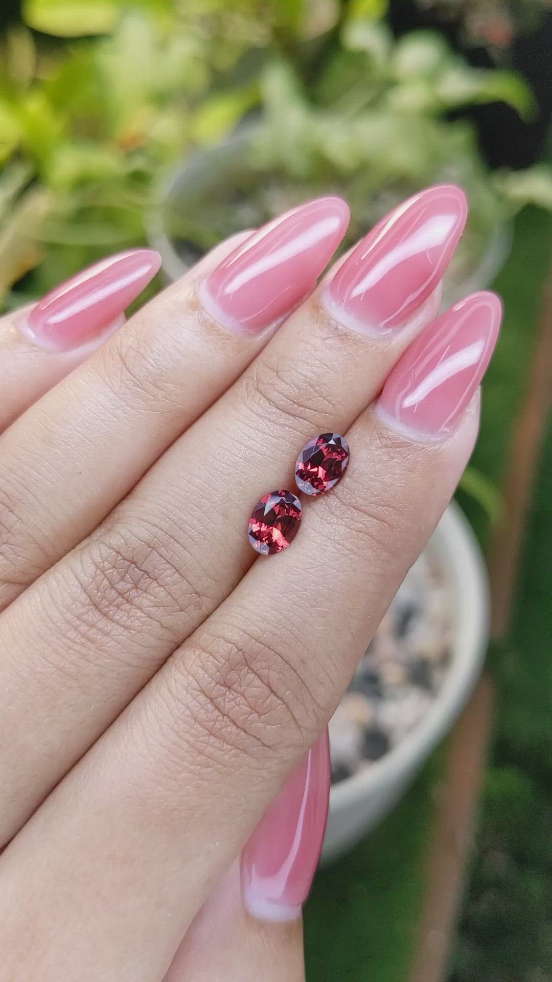 1.75 Ct.Tw.Total Carat Weight Garnet Pair from Ceylon (Sri Lanka) Size Video