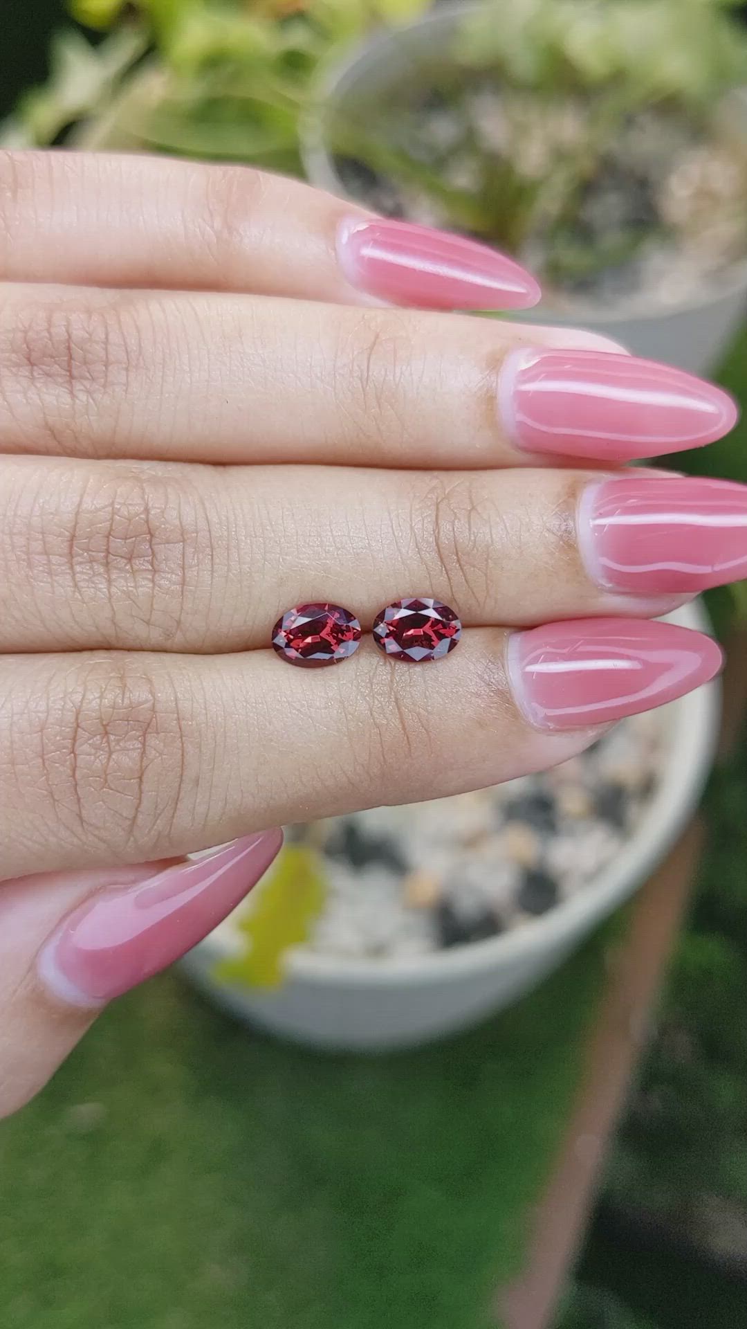 1.75 Ct.Tw.Total Carat Weight Garnet Pair from Ceylon (Sri Lanka) Size Video