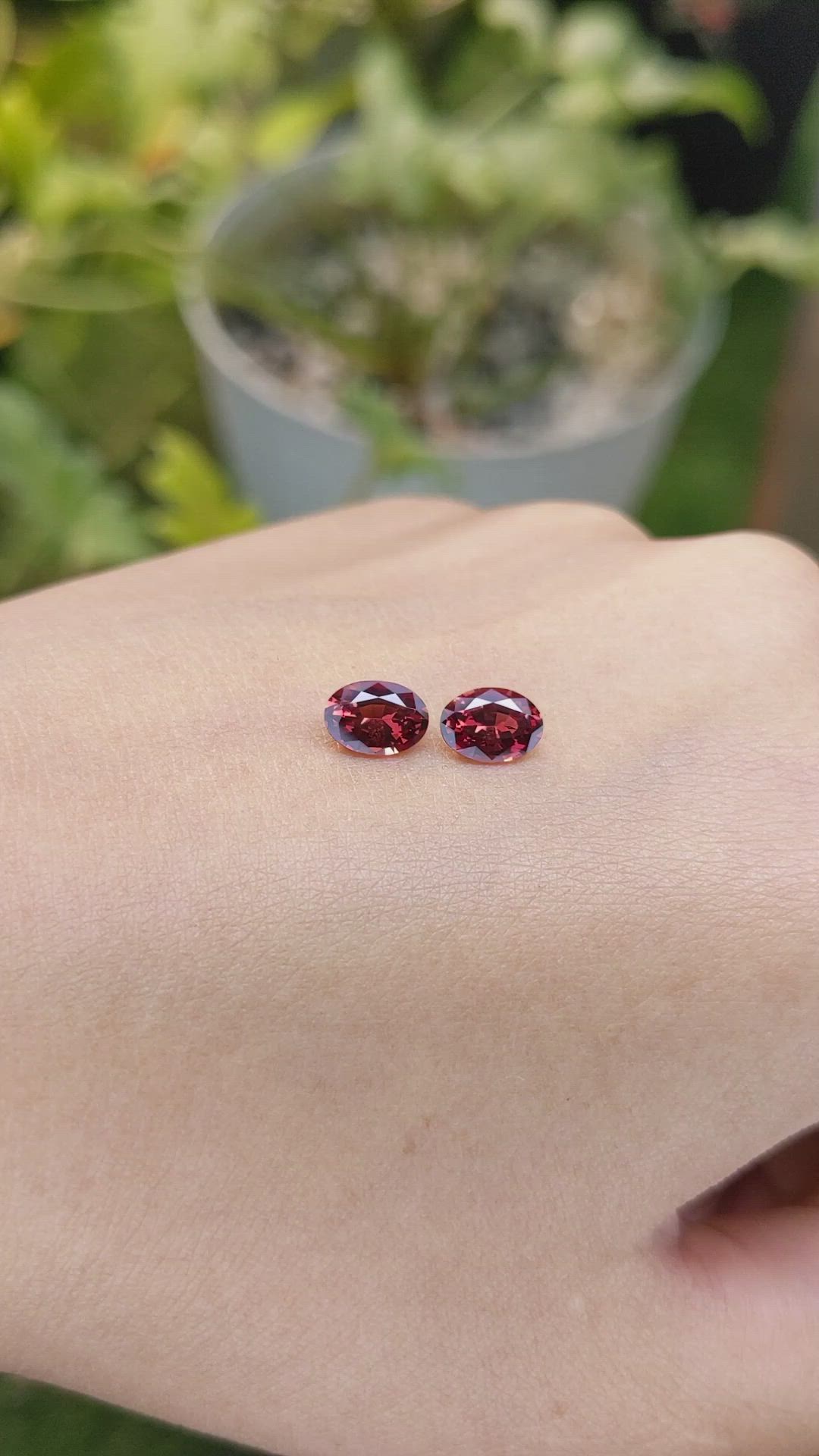 1.75 Ct.Tw.Total Carat Weight Garnet Pair from Ceylon (Sri Lanka) Size Video