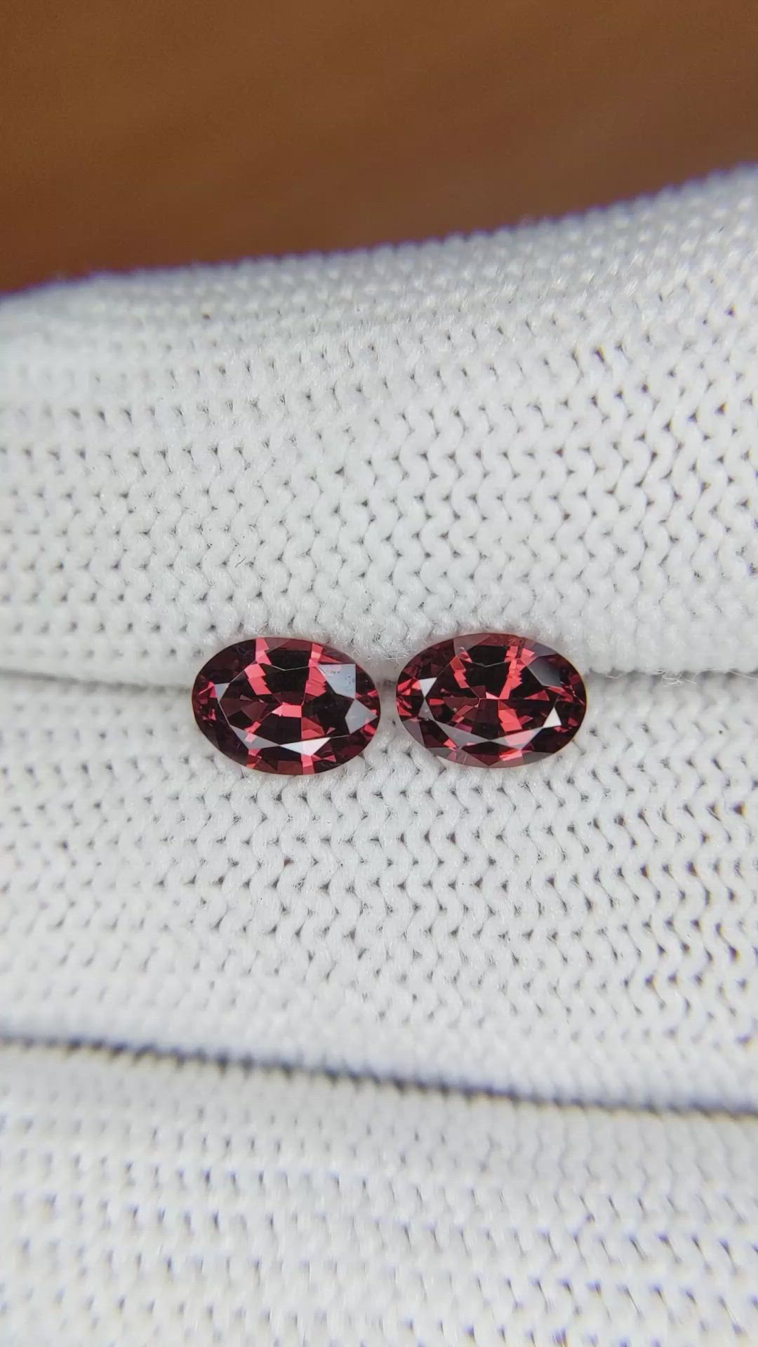 1.69 Ct.Tw.Total Carat Weight Garnet Pair from Ceylon (Sri Lanka) Size Video