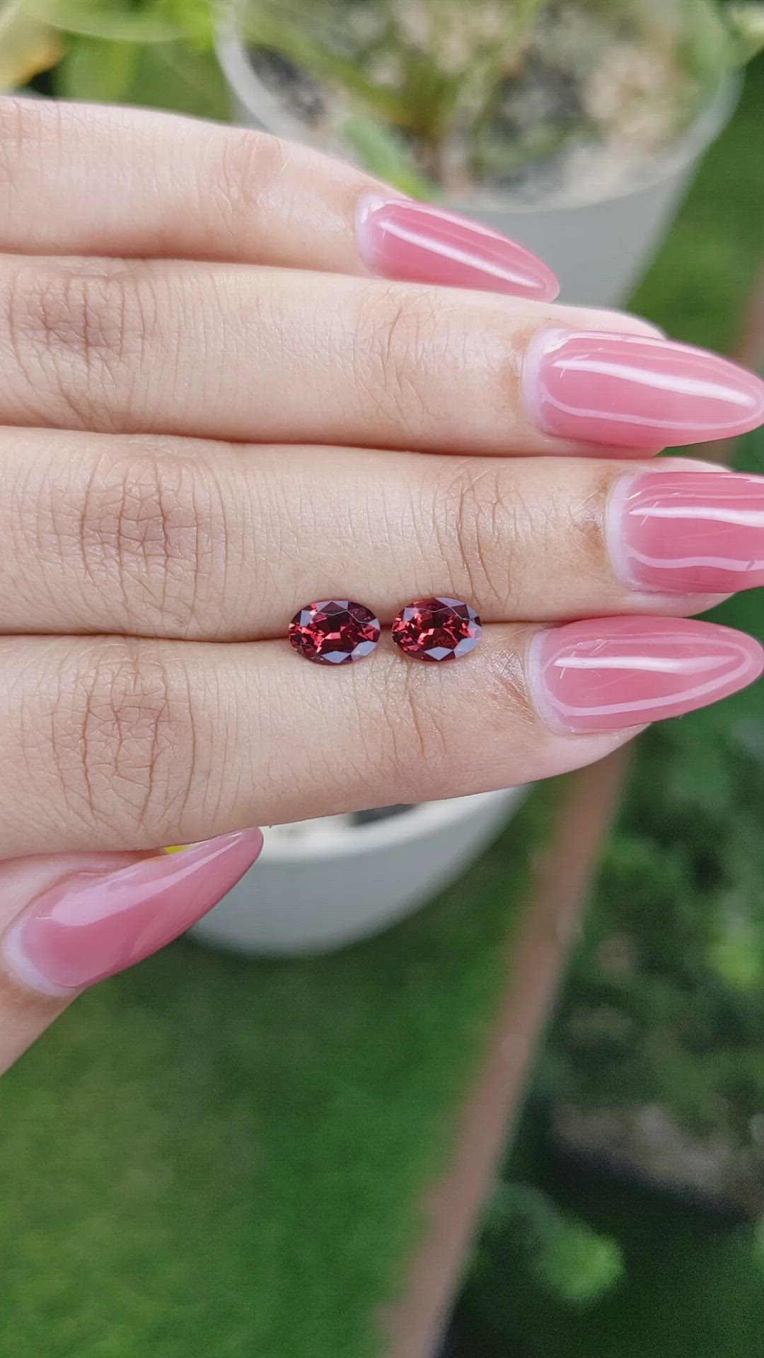 1.69 Ct.Tw.Total Carat Weight Garnet Pair from Ceylon (Sri Lanka) Size Video
