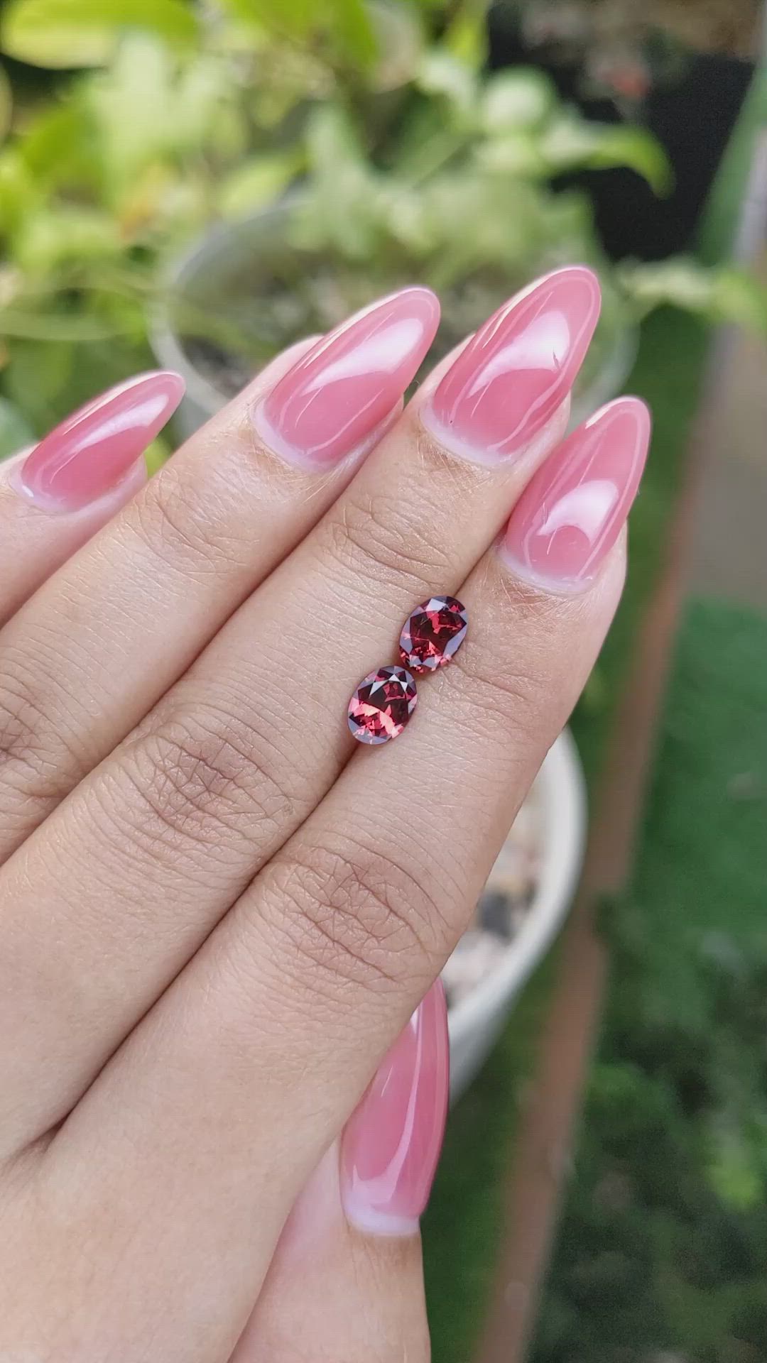 1.69 Ct.Tw.Total Carat Weight Garnet Pair from Ceylon (Sri Lanka) Size Video