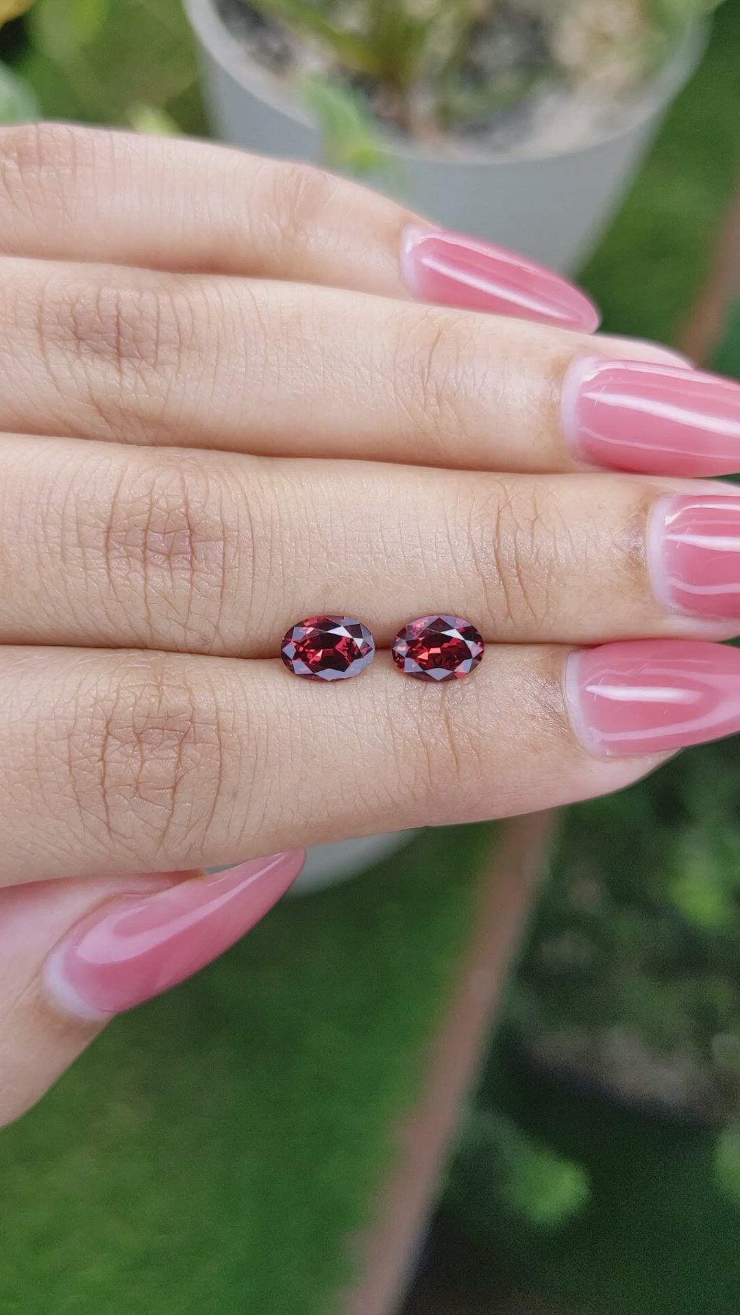 1.71 Ct.Tw.Total Carat Weight Garnet Pair from Ceylon (Sri Lanka) Size Video