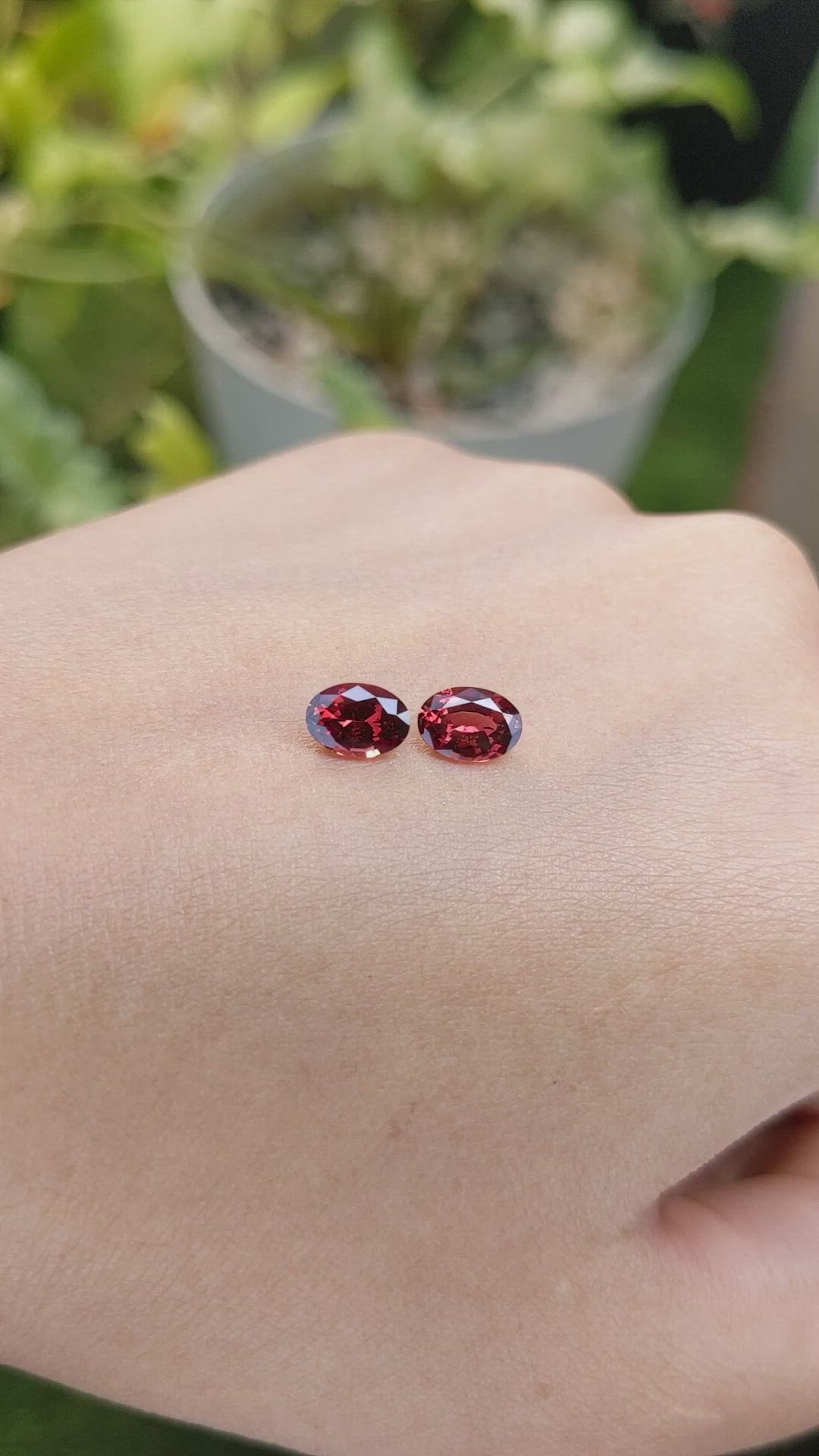 1.63 Ct.Tw.Total Carat Weight Garnet Pair from Ceylon (Sri Lanka) Size Video