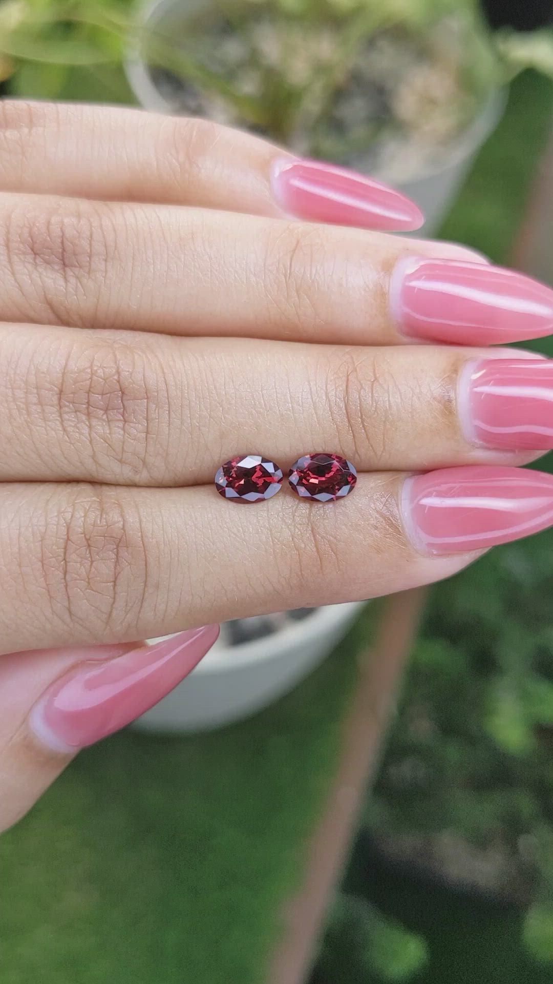 1.63 Ct.Tw.Total Carat Weight Garnet Pair from Ceylon (Sri Lanka) Size Video