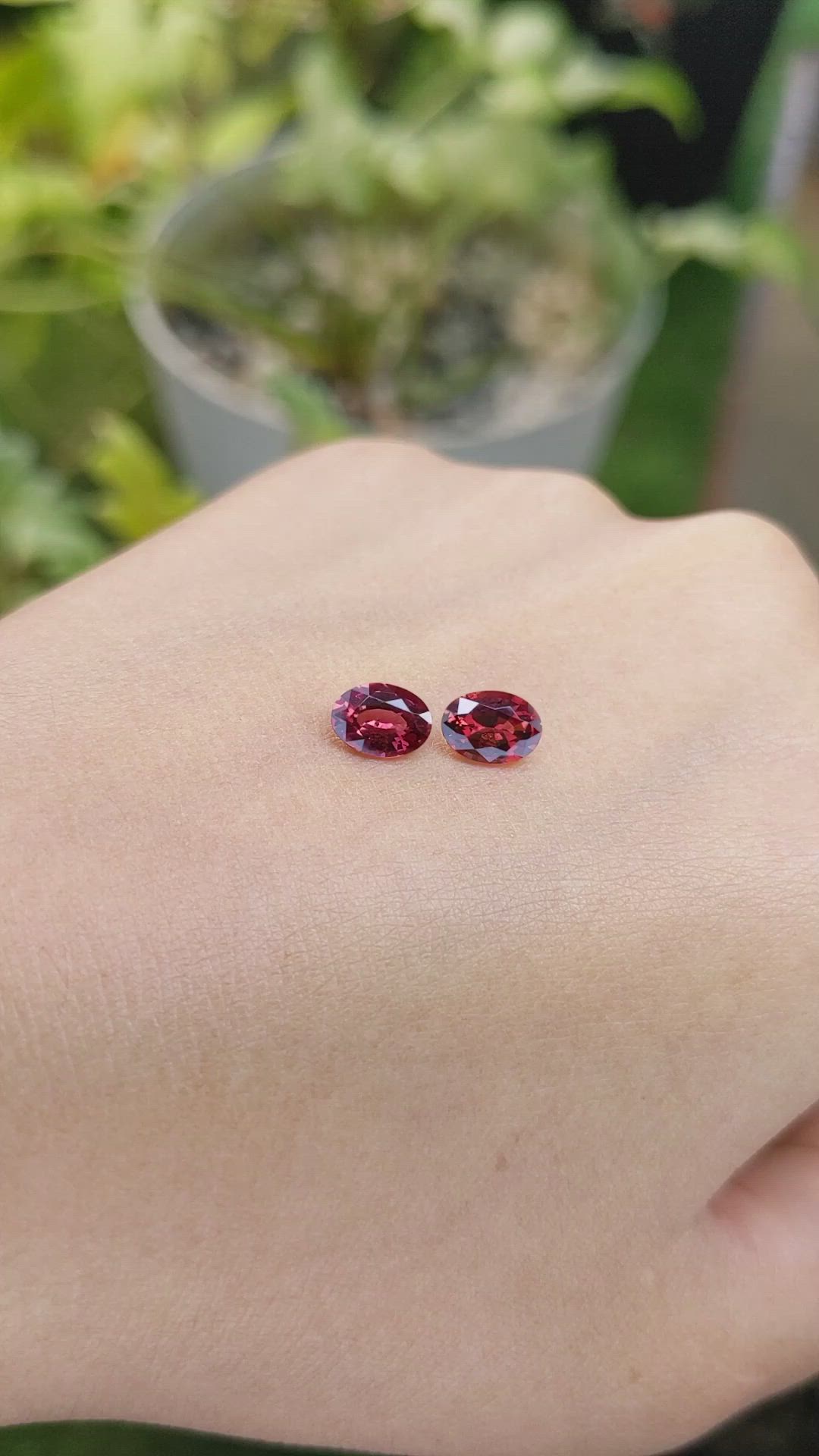 1.78 Ct.Tw.Total Carat Weight Garnet Pair from Ceylon (Sri Lanka) Size Video