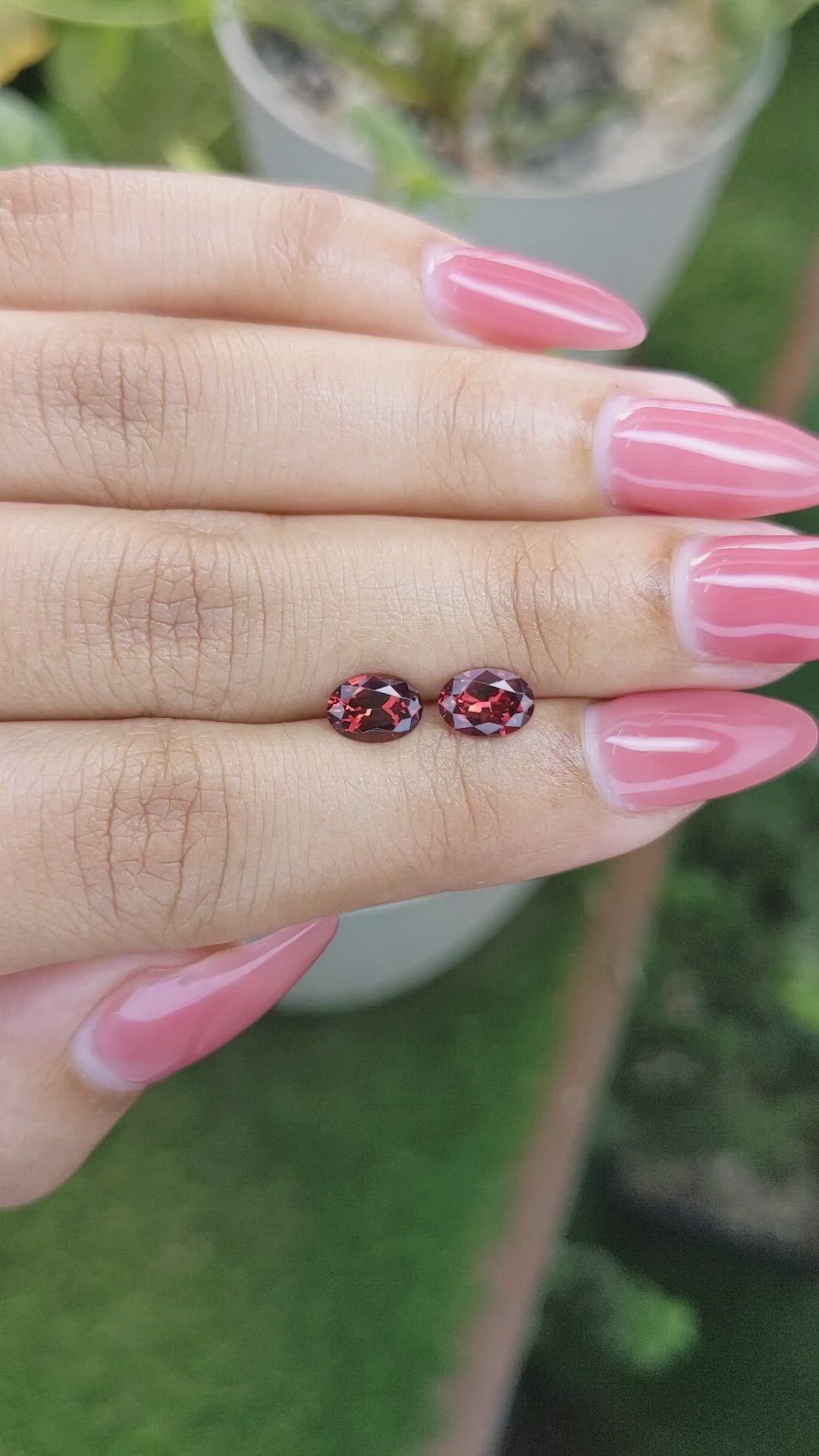 1.71 Ct.Tw.Total Carat Weight Garnet Pair from Ceylon (Sri Lanka) Size Video