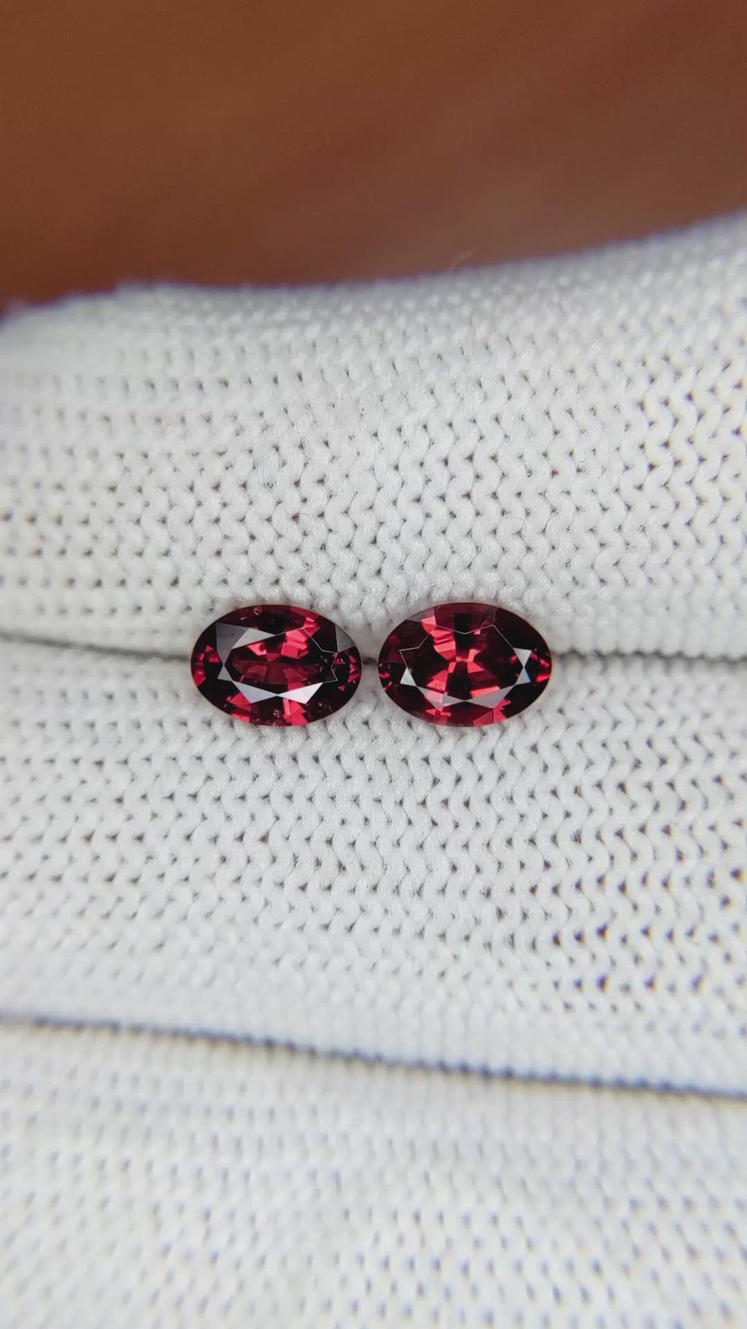 1.63 Ct.Tw.Total Carat Weight Garnet Pair from Ceylon (Sri Lanka) Size Video