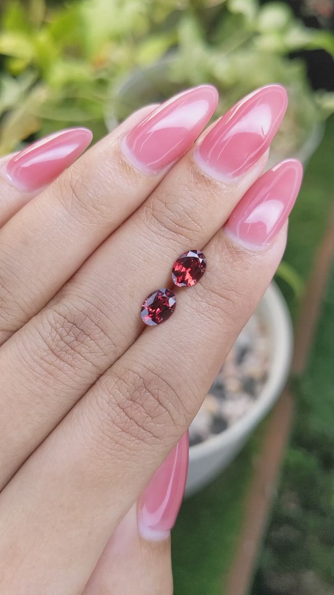 1.63 Ct.Tw.Total Carat Weight Garnet Pair from Ceylon (Sri Lanka) Size Video