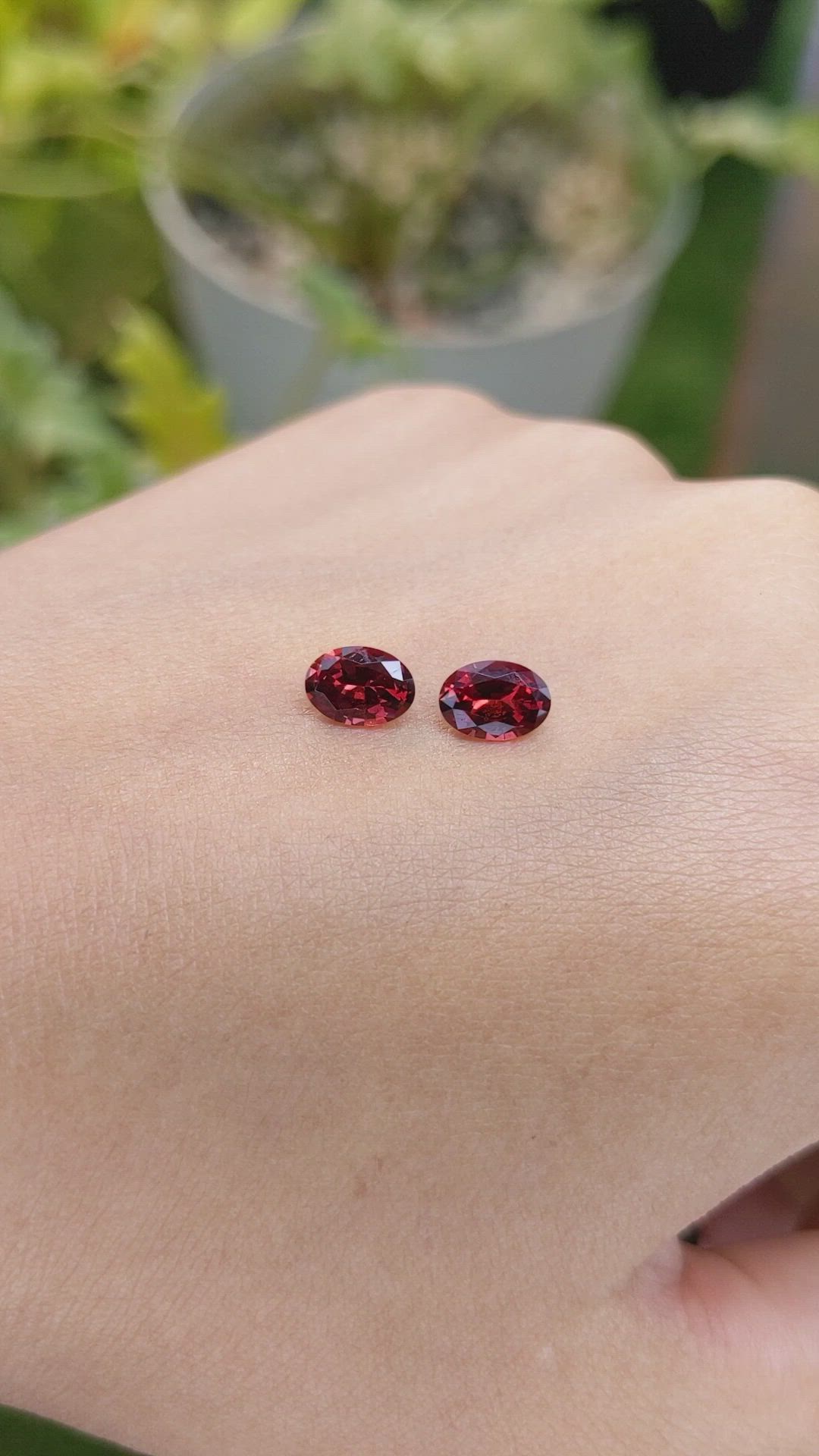 1.65 Ct.Tw.Total Carat Weight Garnet Pair from Ceylon (Sri Lanka) Size Video
