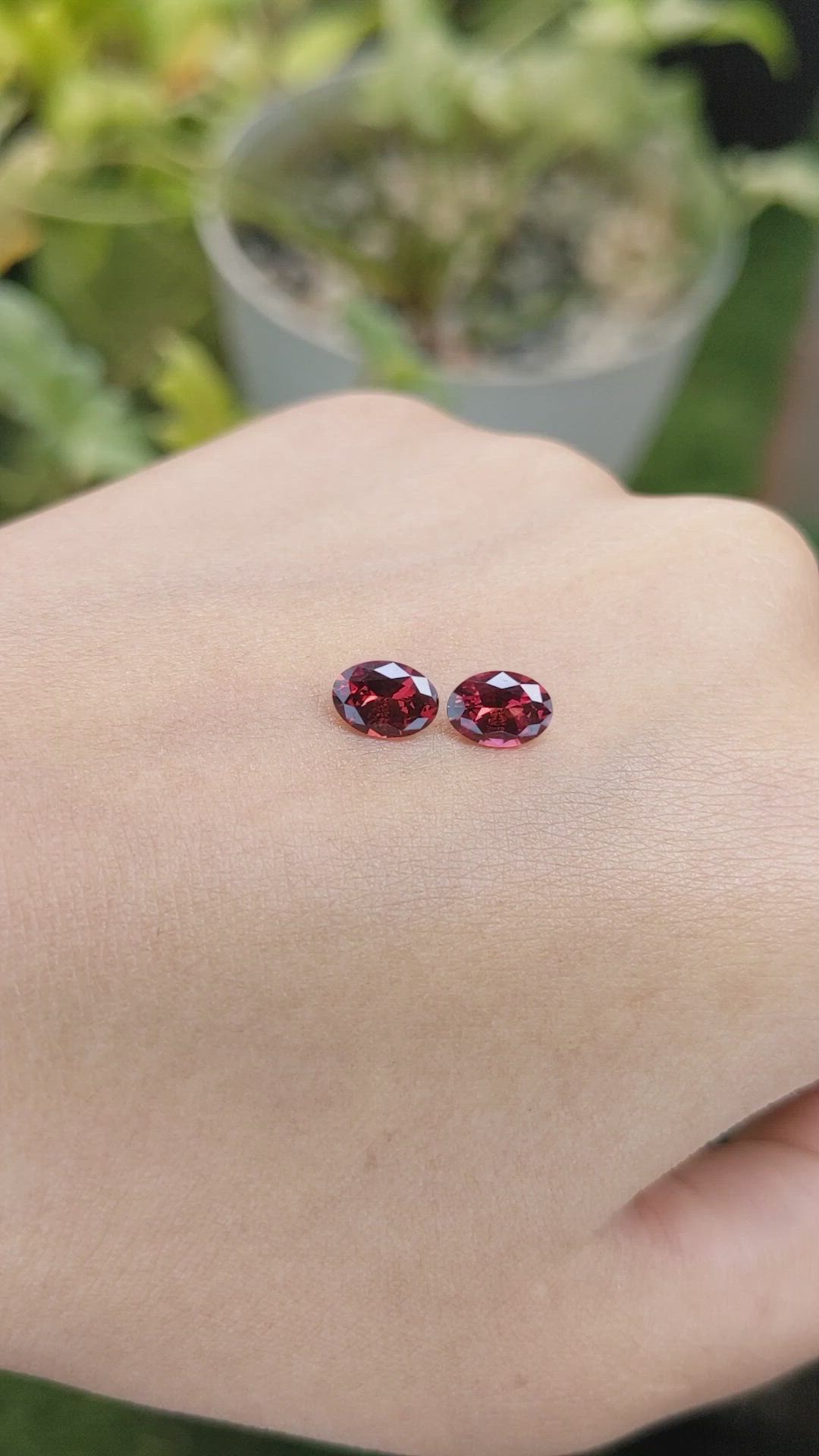 1.69 Ct.Tw.Total Carat Weight Garnet Pair from Ceylon (Sri Lanka) Size Video