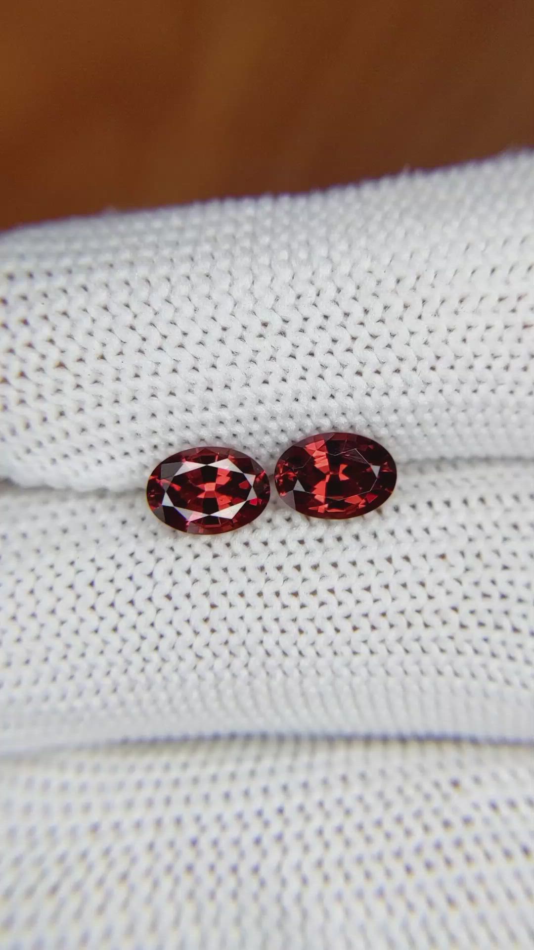 1.82 Ct.Tw.Total Carat Weight Garnet Pair from Ceylon (Sri Lanka) Size Video