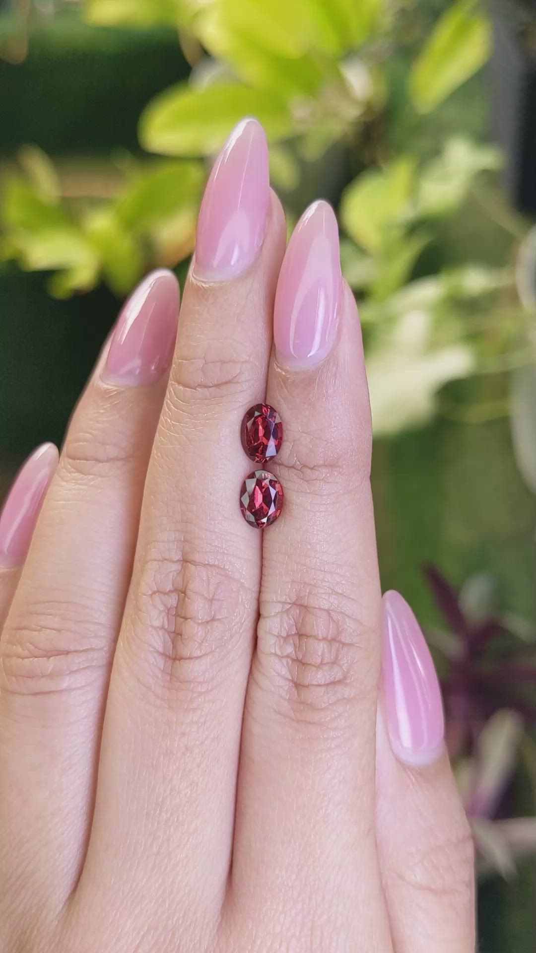 1.71 Ct.Tw.Total Carat Weight Garnet Pair from Ceylon (Sri Lanka) Size Video