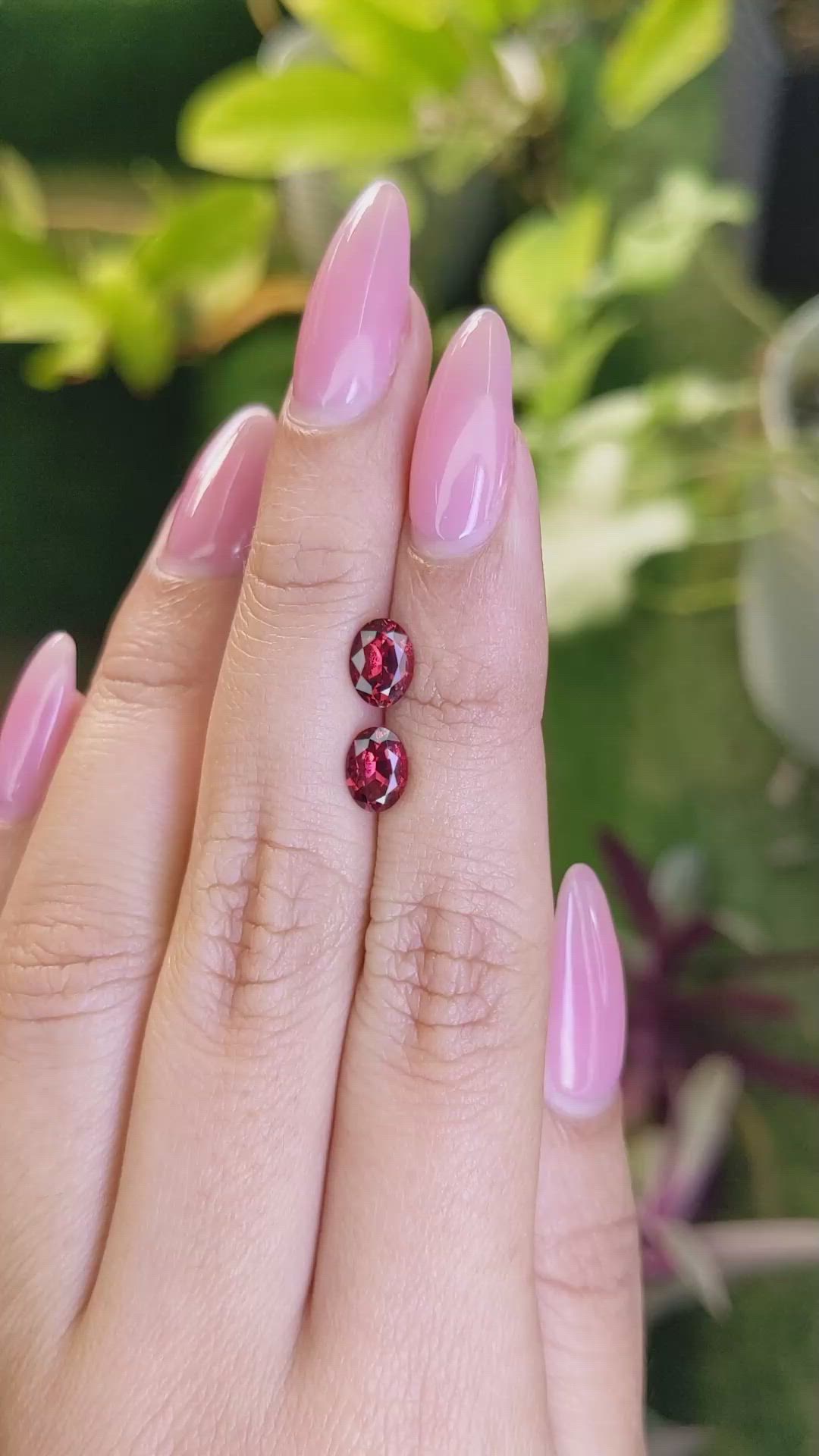 1.69 Ct.Tw.Total Carat Weight Garnet Pair from Ceylon (Sri Lanka) Size Video