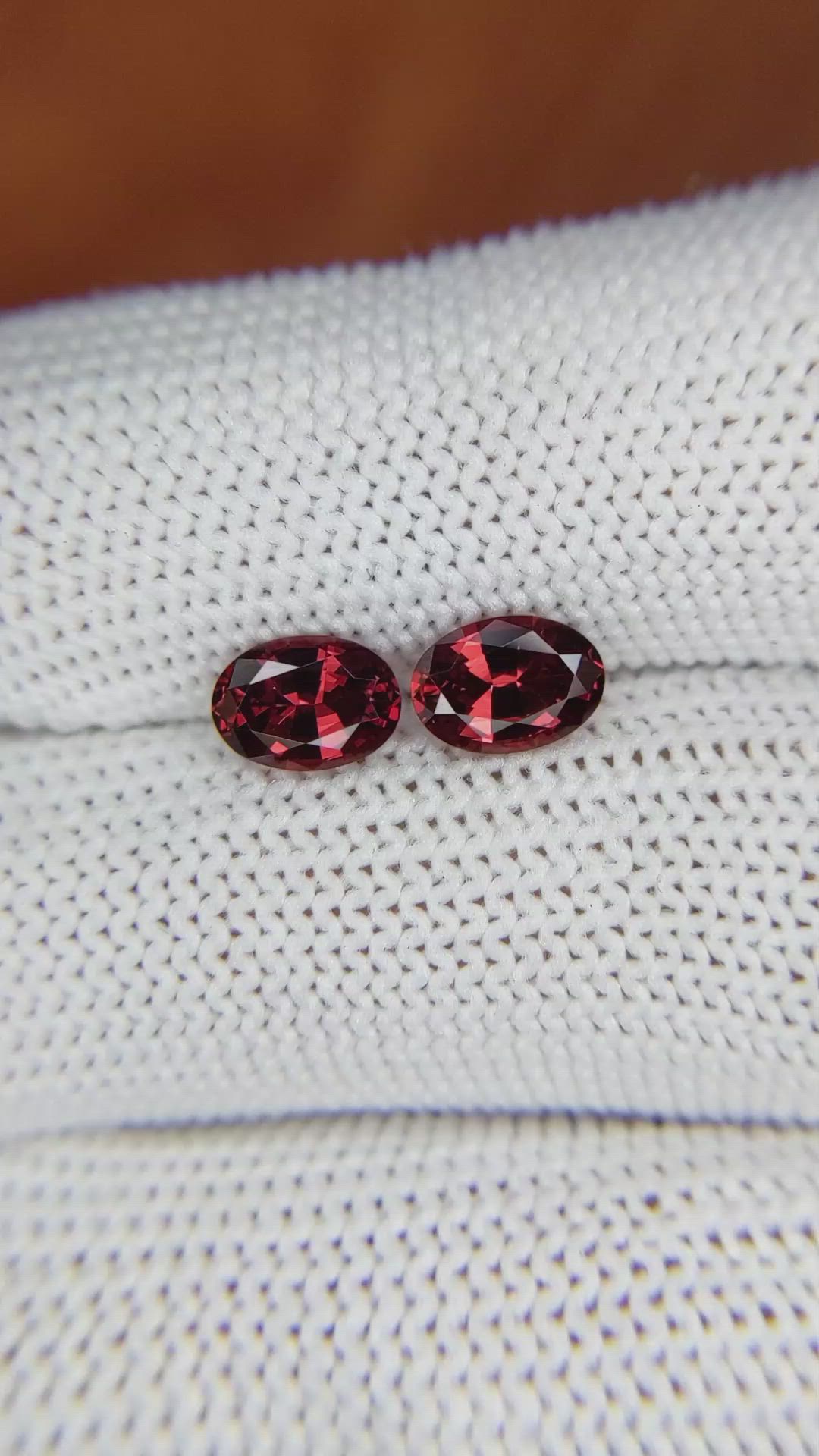 1.76 Ct.Tw.Total Carat Weight Garnet Pair from Ceylon (Sri Lanka) Size Video