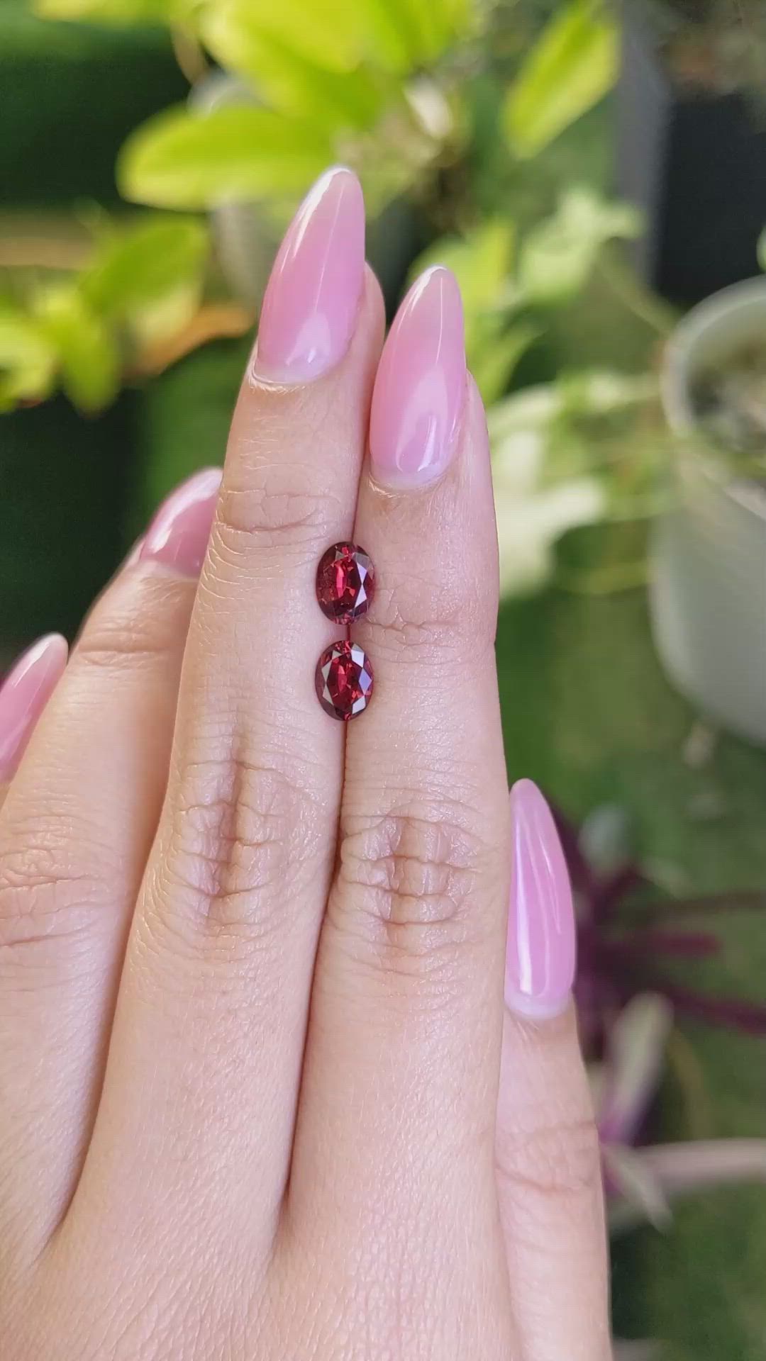1.62 Ct.Tw.Total Carat Weight Garnet Pair from Ceylon (Sri Lanka) Size Video
