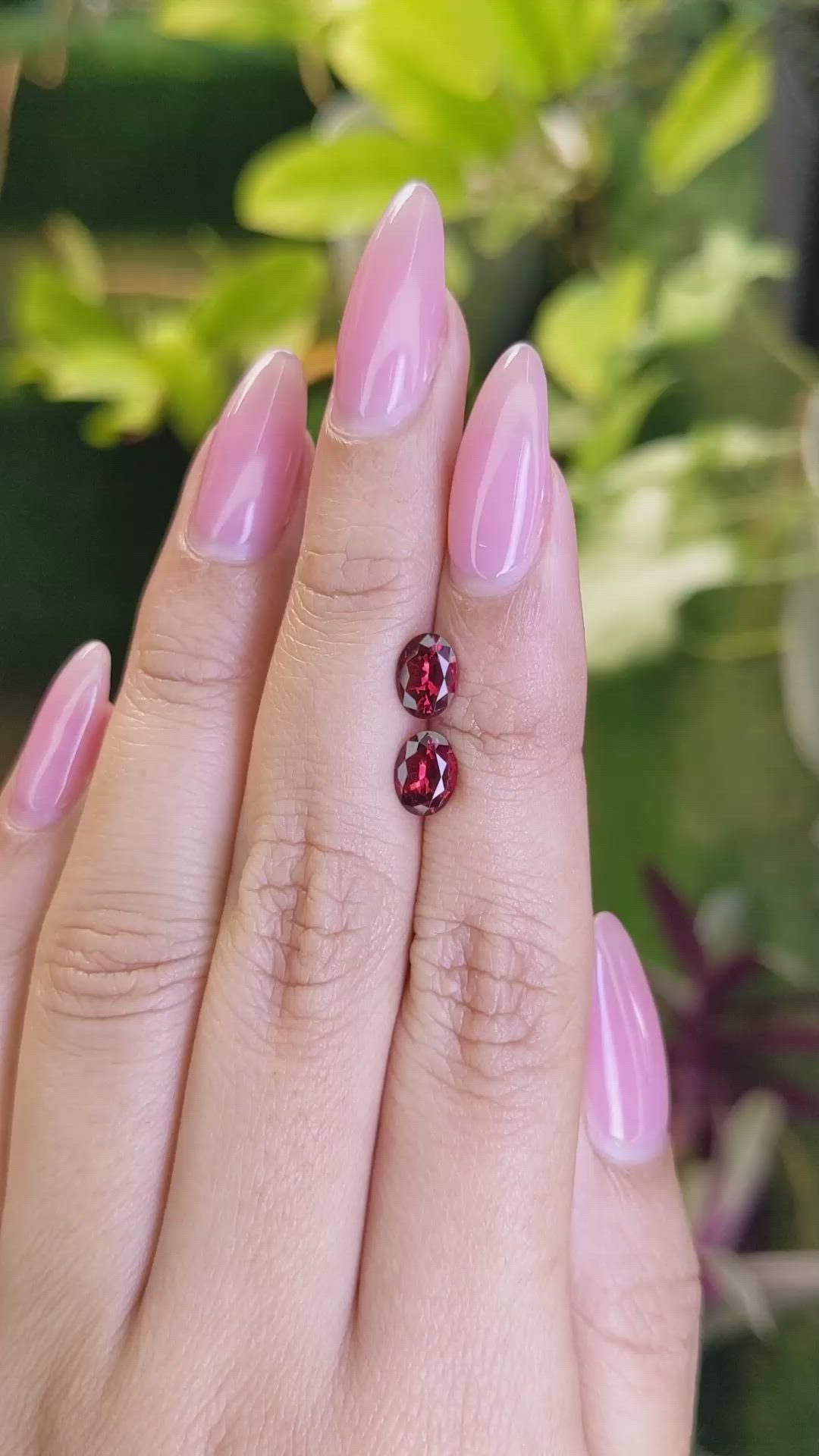 1.77 Ct.Tw.Total Carat Weight Garnet Pair from Ceylon (Sri Lanka) Size Video