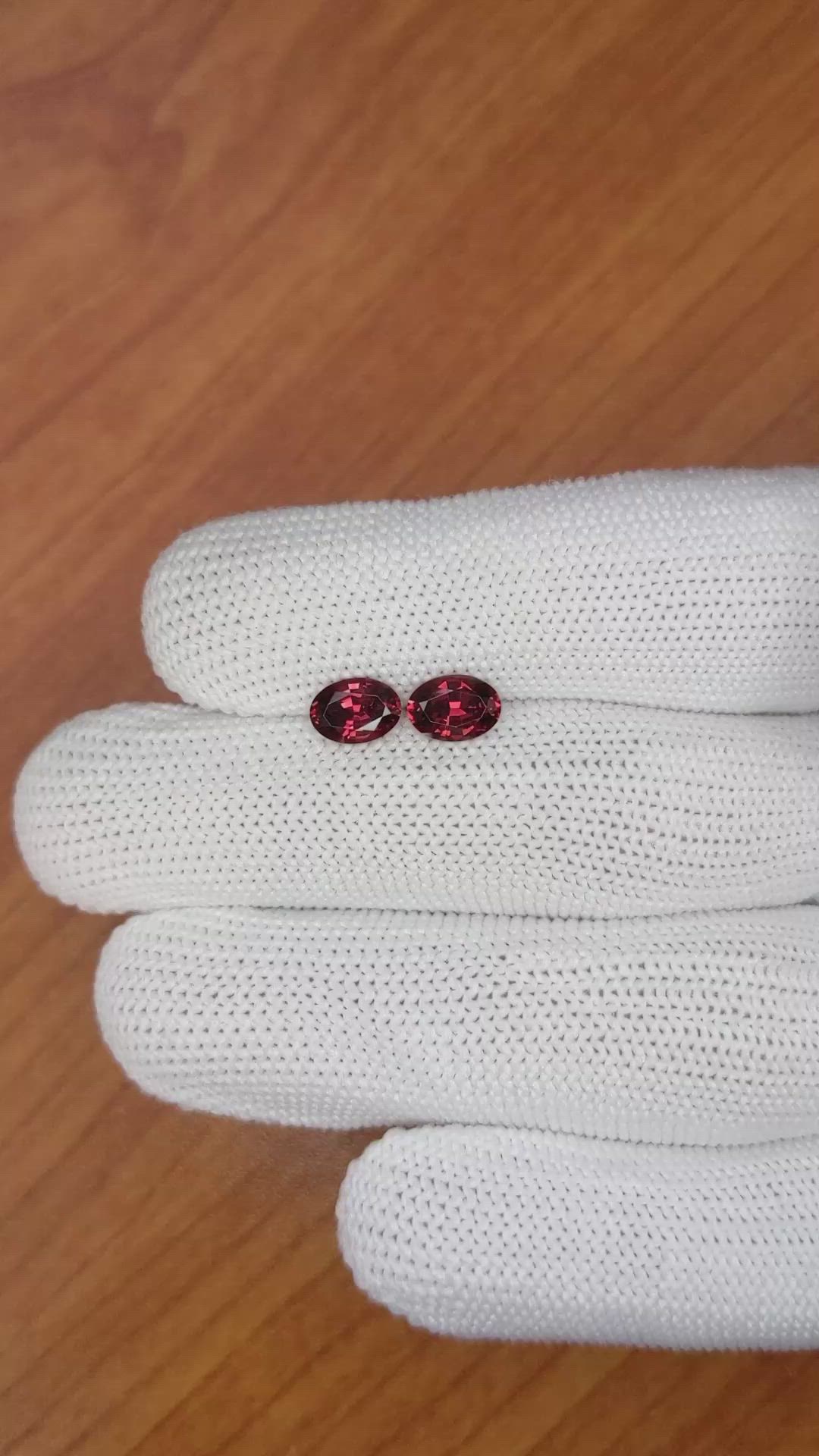 1.77 Ct.Tw.Total Carat Weight Garnet Pair from Ceylon (Sri Lanka) Size Video