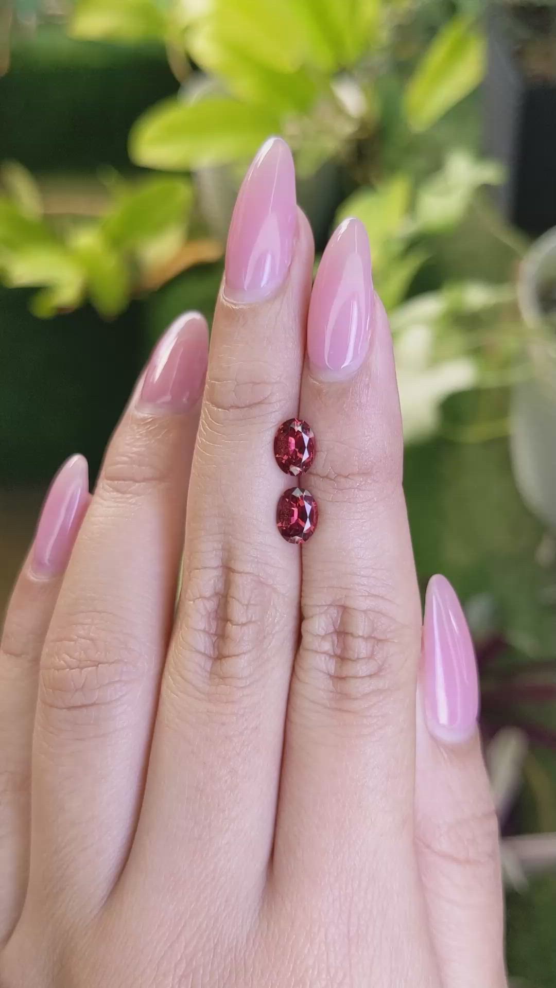 1.74 Ct.Tw.Total Carat Weight Garnet Pair from Ceylon (Sri Lanka) Size Video