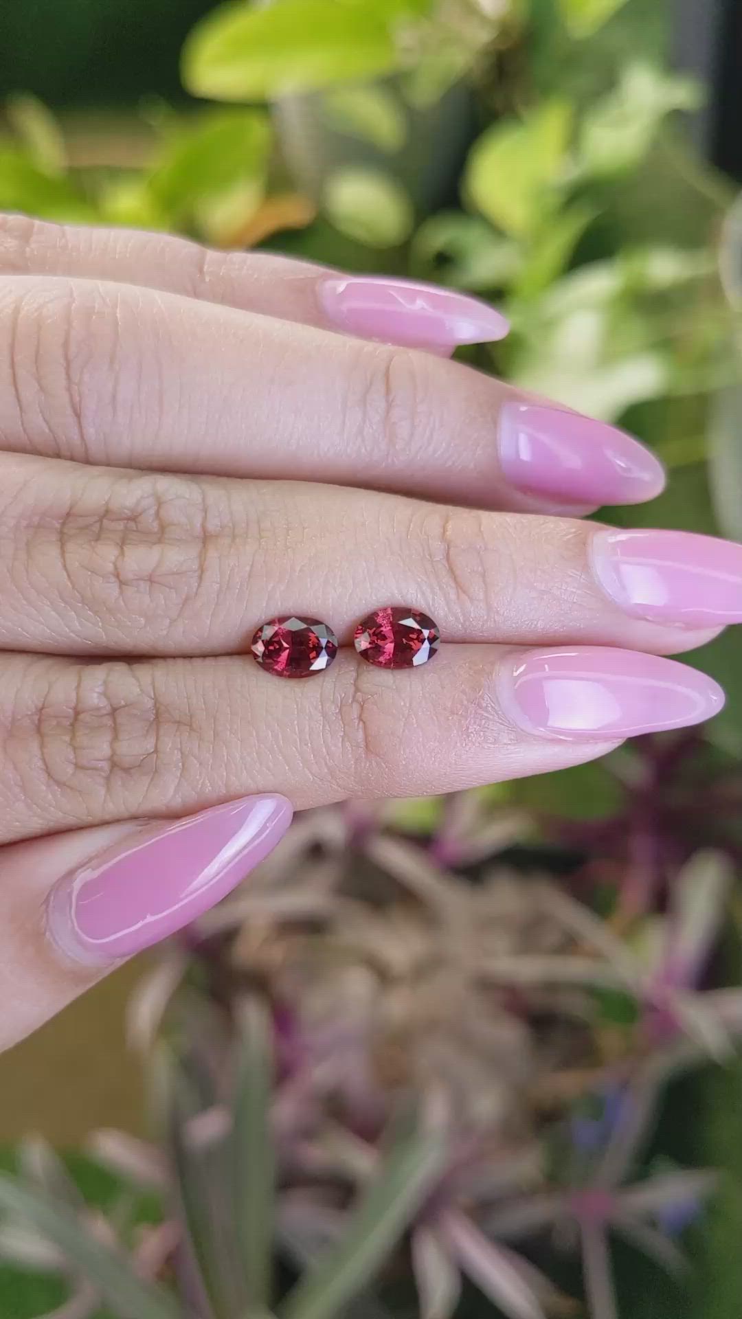 1.74 Ct.Tw.Total Carat Weight Garnet Pair from Ceylon (Sri Lanka) Size Video