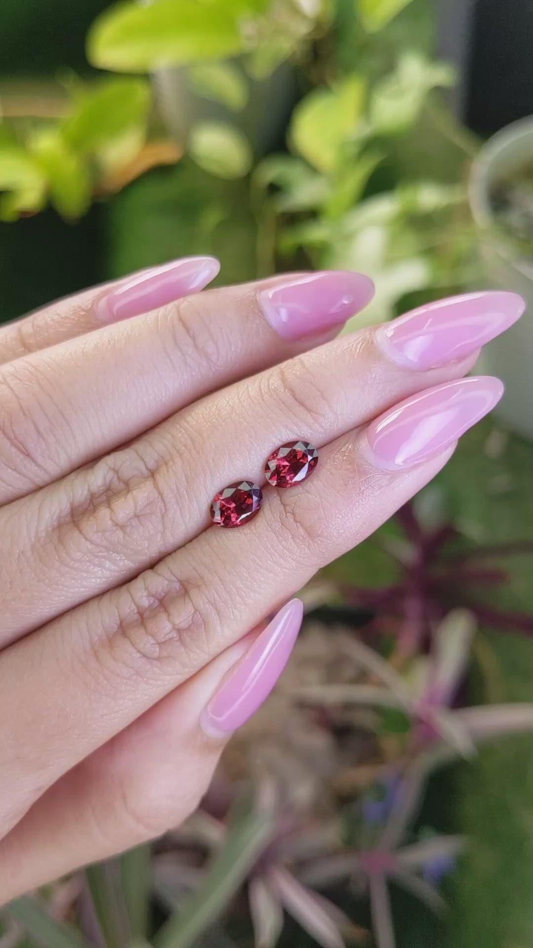 1.74 Ct.Tw.Total Carat Weight Garnet Pair from Ceylon (Sri Lanka) Size Video