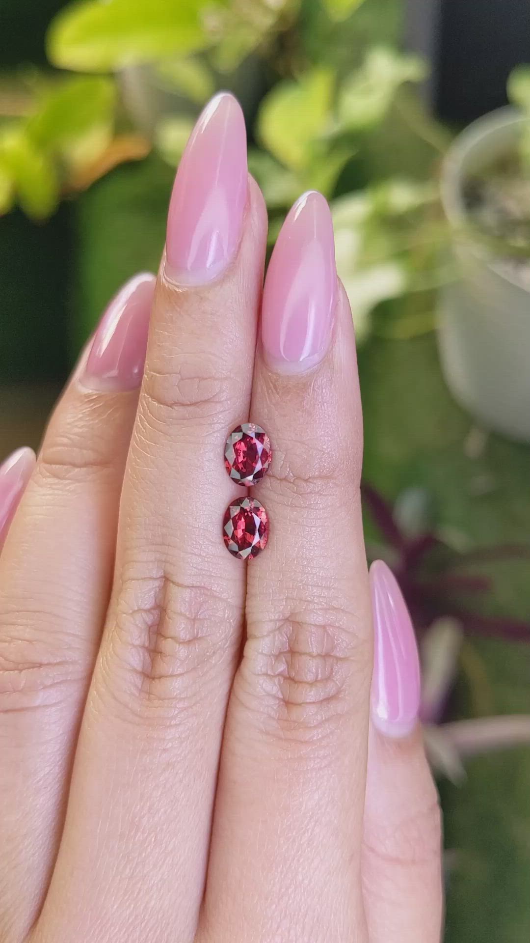 1.75 Ct.Tw.Total Carat Weight Garnet Pair from Ceylon (Sri Lanka) Size Video