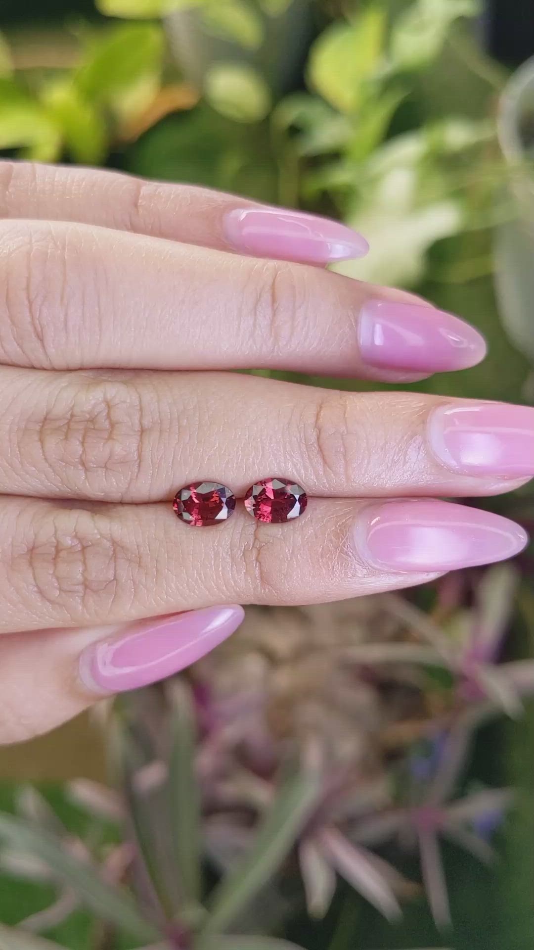 1.75 Ct.Tw.Total Carat Weight Garnet Pair from Ceylon (Sri Lanka) Size Video