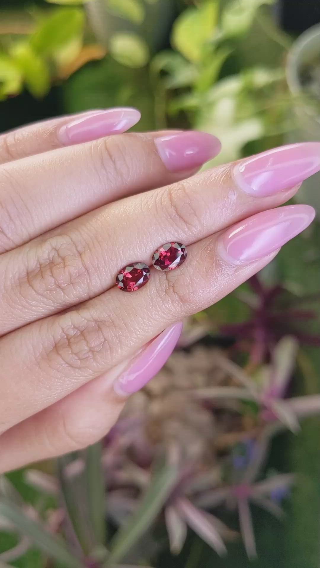 1.75 Ct.Tw.Total Carat Weight Garnet Pair from Ceylon (Sri Lanka) Size Video