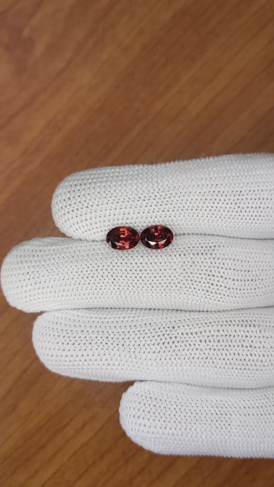 1.75 Ct.Tw.Total Carat Weight Garnet Pair from Ceylon (Sri Lanka) Size Video