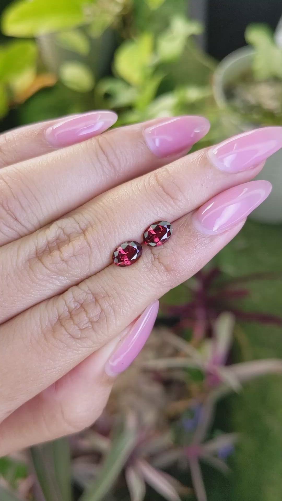 1.85 Ct.Tw.Total Carat Weight Garnet Pair from Ceylon (Sri Lanka) Size Video