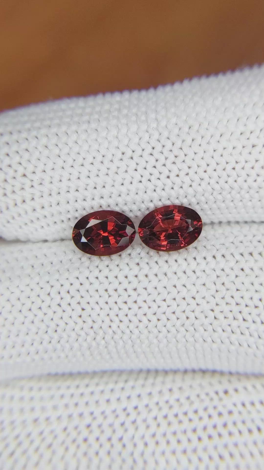 1.82 Ct.Tw.Total Carat Weight Garnet Pair from Ceylon (Sri Lanka) Size Video