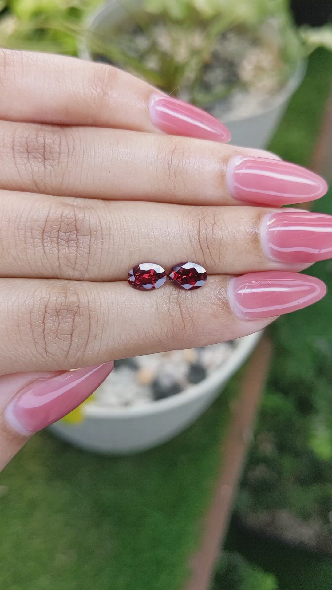 1.82 Ct.Tw.Total Carat Weight Garnet Pair from Ceylon (Sri Lanka) Size Video