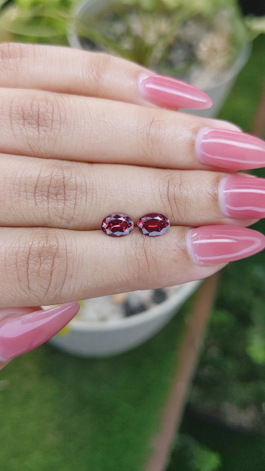 1.71 Ct.Tw.Total Carat Weight Garnet Pair from Ceylon (Sri Lanka) Size Video
