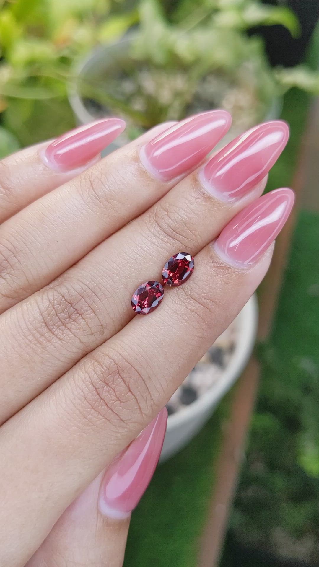 1.71 Ct.Tw.Total Carat Weight Garnet Pair from Ceylon (Sri Lanka) Size Video