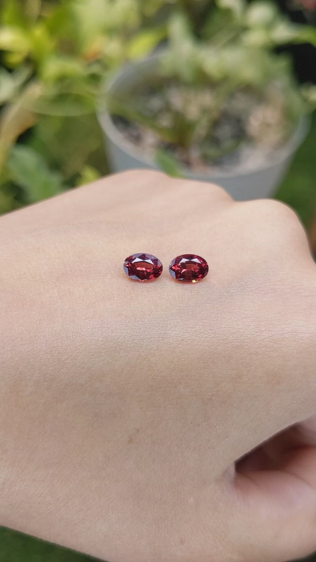 1.72 Ct.Tw.Total Carat Weight Garnet Pair from Ceylon (Sri Lanka) Size Video