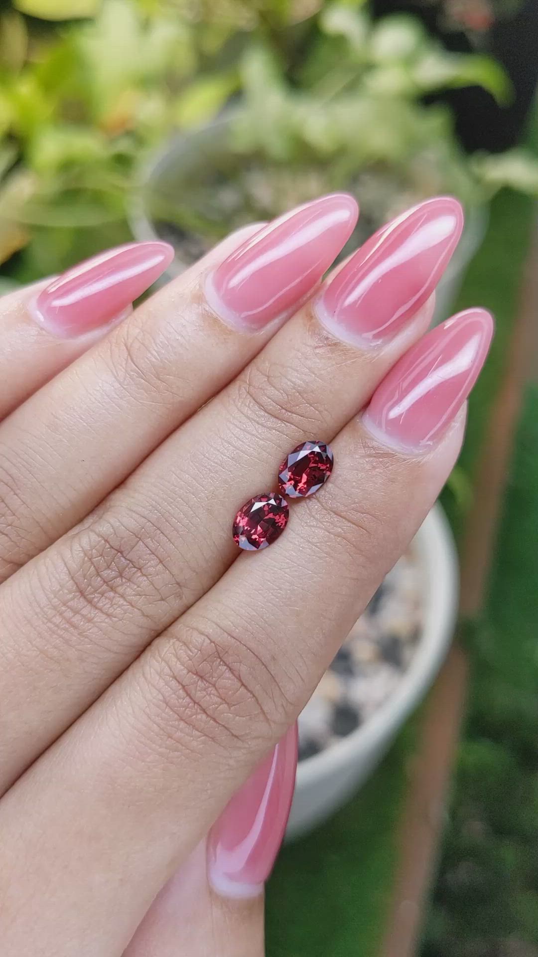 1.73 Ct.Tw.Total Carat Weight Garnet Pair from Ceylon (Sri Lanka) Size Video