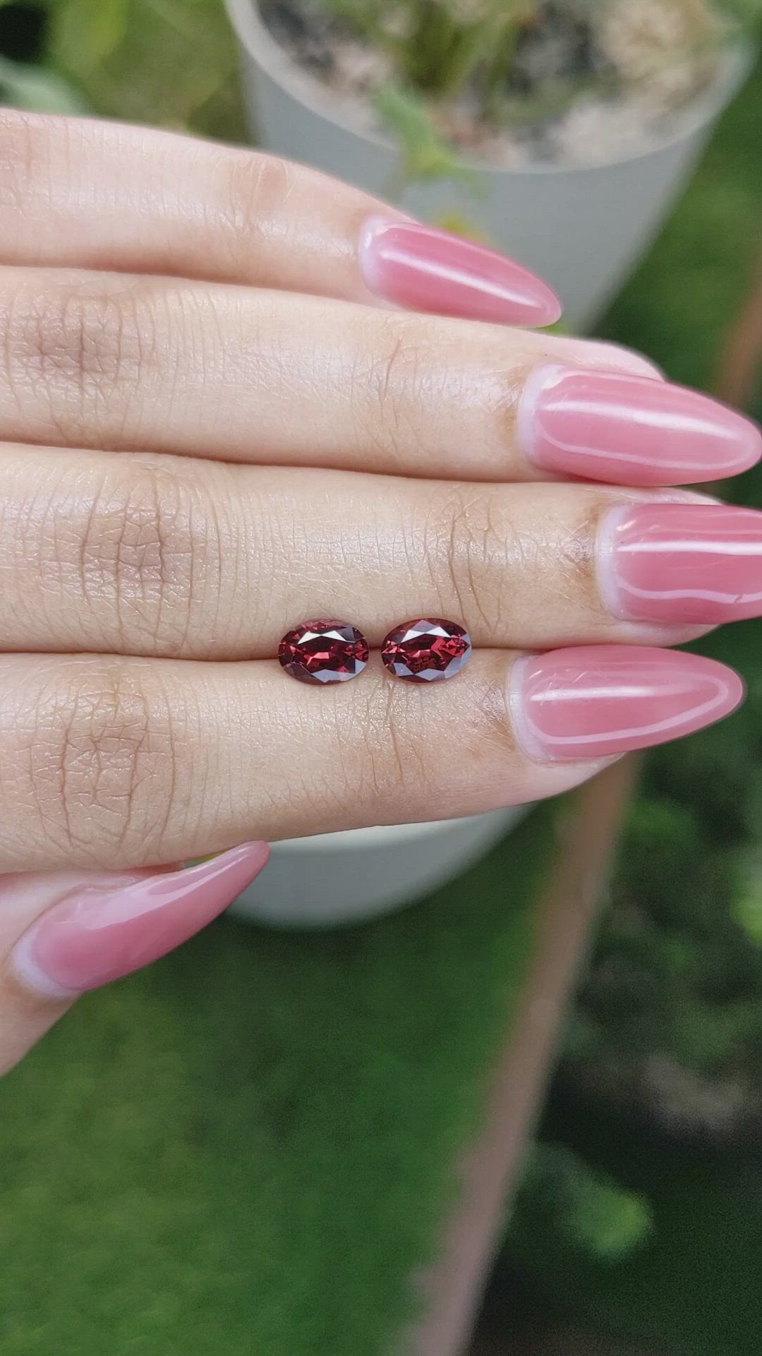1.78 Ct.Tw.Total Carat Weight Garnet Pair from Ceylon (Sri Lanka) Size Video