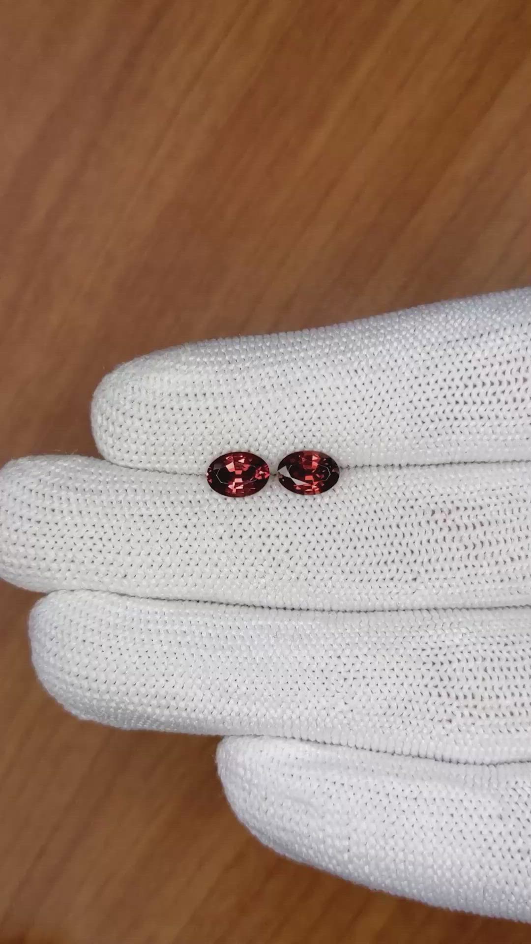 1.61 Ct.Tw.Total Carat Weight Garnet Pair from Ceylon (Sri Lanka) Size Video