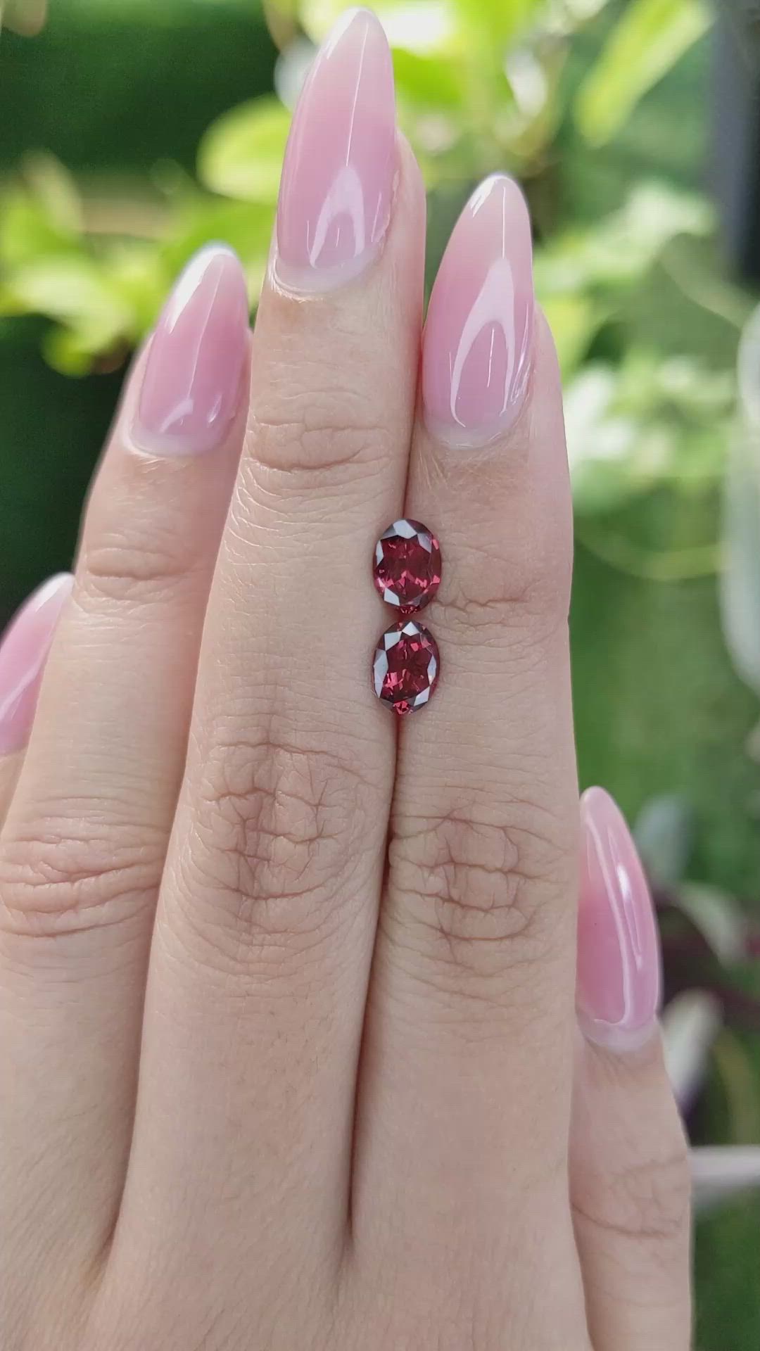 1.66 Ct.Tw.Total Carat Weight Garnet Pair from Ceylon (Sri Lanka) Size Video