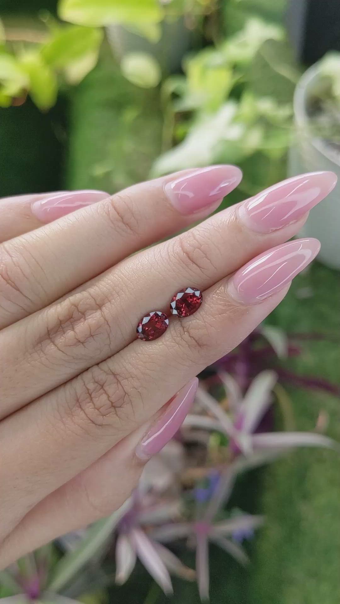1.75 Ct.Tw.Total Carat Weight Garnet Pair from Ceylon (Sri Lanka) Size Video