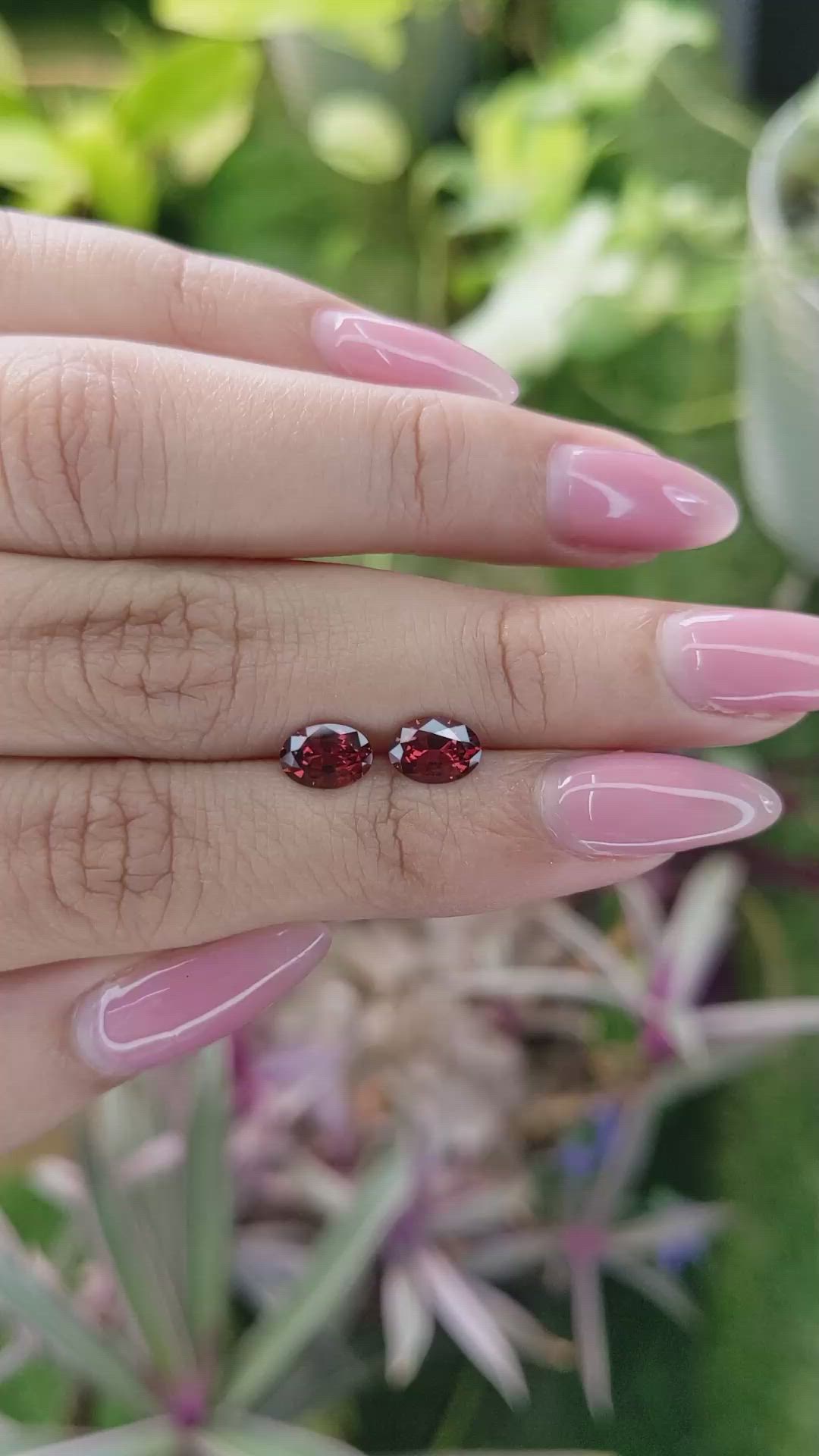 1.75 Ct.Tw.Total Carat Weight Garnet Pair from Ceylon (Sri Lanka) Size Video