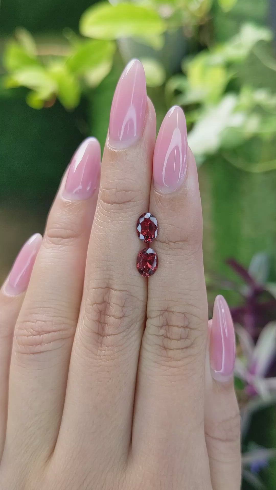 1.64 Ct.Tw.Total Carat Weight Garnet Pair from Ceylon (Sri Lanka) Size Video