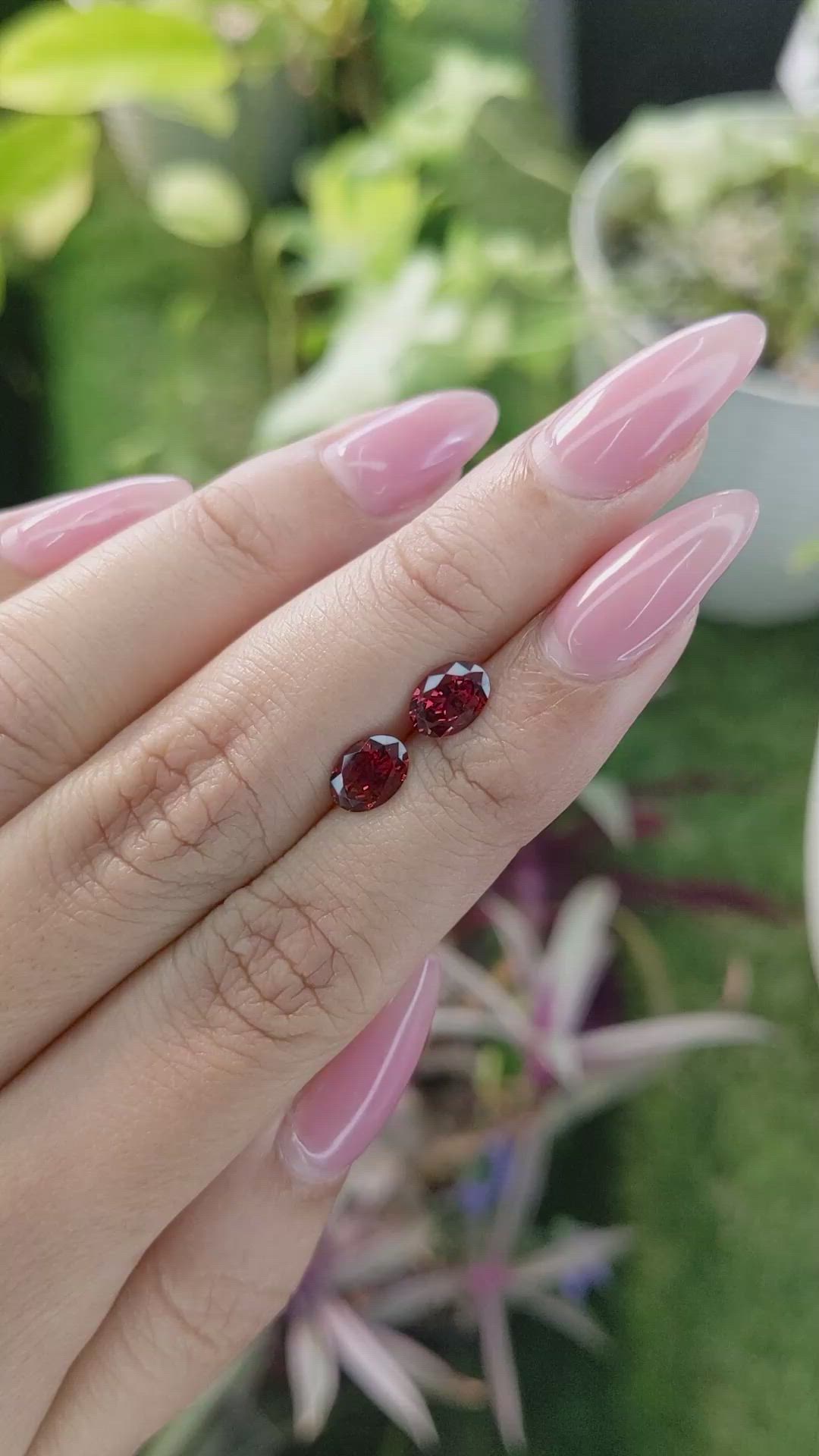 1.72 Ct.Tw.Total Carat Weight Garnet Pair from Ceylon (Sri Lanka) Size Video