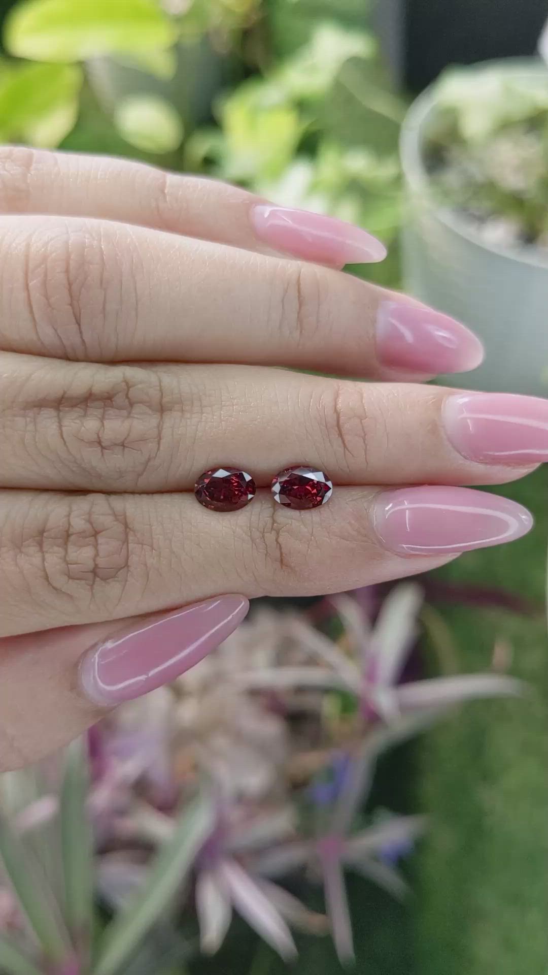 1.72 Ct.Tw.Total Carat Weight Garnet Pair from Ceylon (Sri Lanka) Size Video
