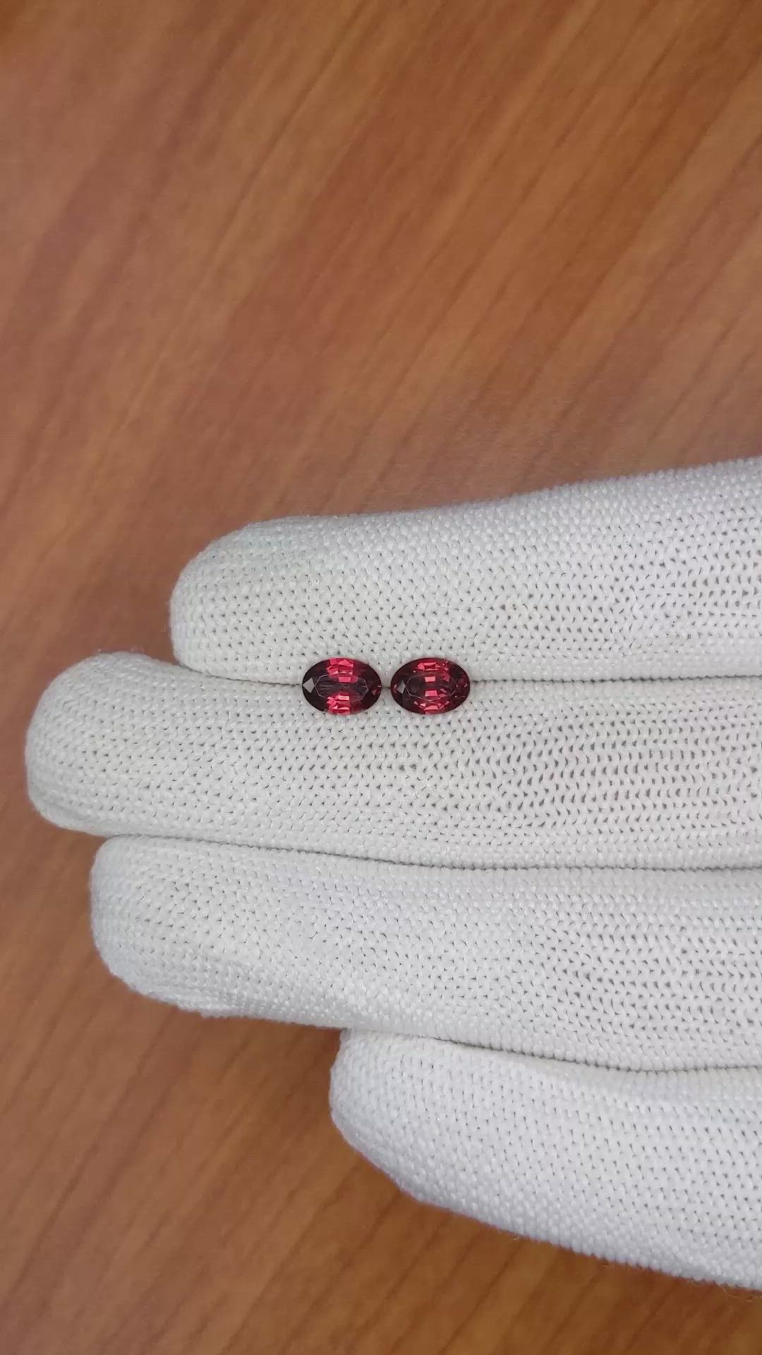 1.72 Ct.Tw.Total Carat Weight Garnet Pair from Ceylon (Sri Lanka) Size Video