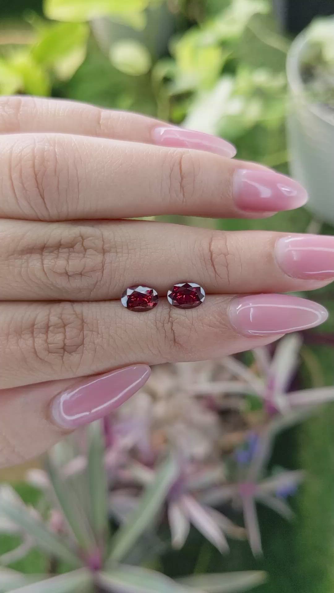 1.72 Ct.Tw.Total Carat Weight Garnet Pair from Ceylon (Sri Lanka) Size Video